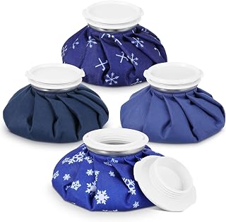 Honoson 4 Pack Reusable Ice Pack and Hot Water Bag for Adults, Cold and Hot Use for Injuries, Pain Relief, Wisdom Teeth, Breastfeeding, Tired Eyes, 5.5 Inches (Snowflakes Style)