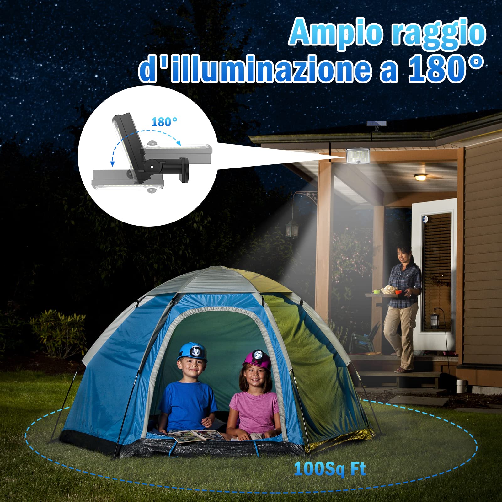 KagoLing 202 luci solari a LED per esterni con sensore di movimento, impermeabilità IP65, angolo di illuminazione 120°, confezione da 2 luci da parete solare per giardino con cavo da 5 m