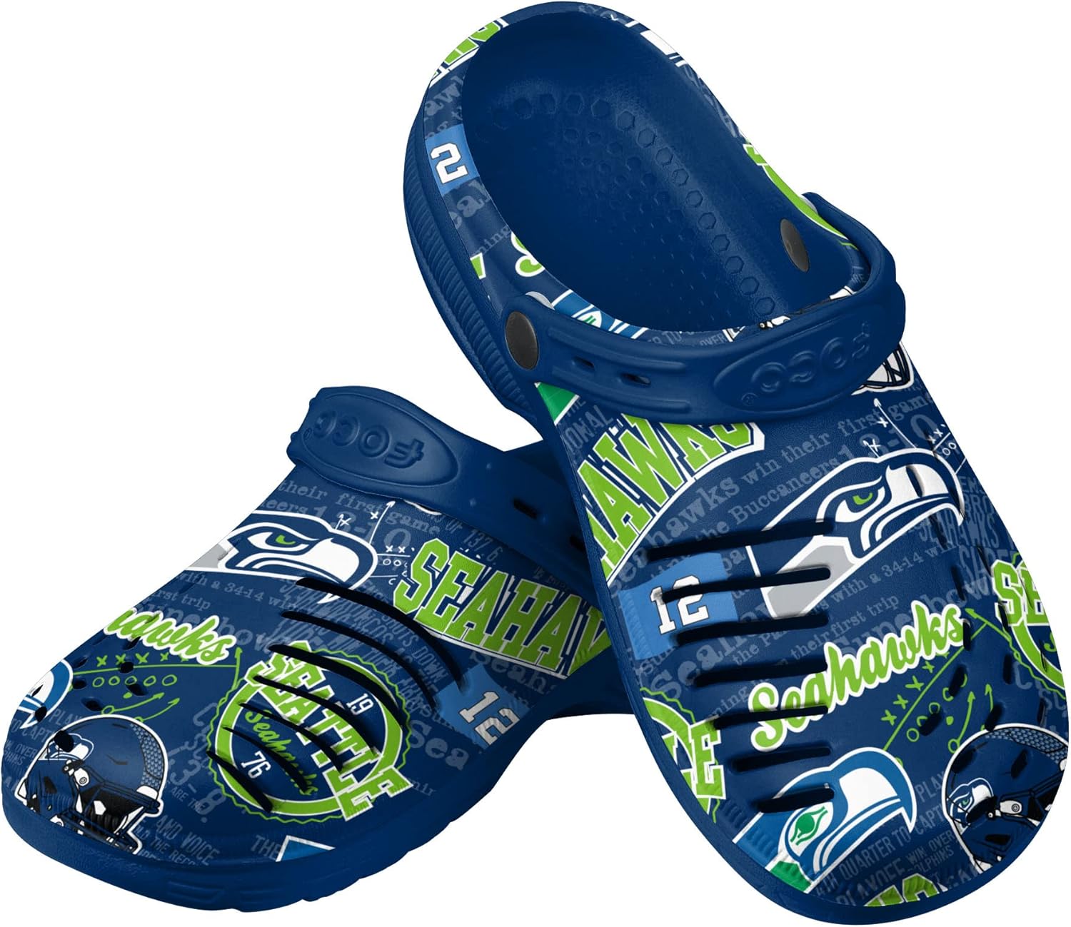 FOCO Men's NFL Team Logo Historic Print Garden Water Sandals Shoes Slipper Clogs with Strap