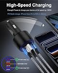 USB C Car Charger, 3-Port Super Fast Charging Cigarette Lighter Adapter for iPhone 17 Pro/Air/16/15/14/13/iPad, USBA & USBC Multiport Car Phone Charger Accessories for Samsung S25/S24 FE/S23/S22/A17