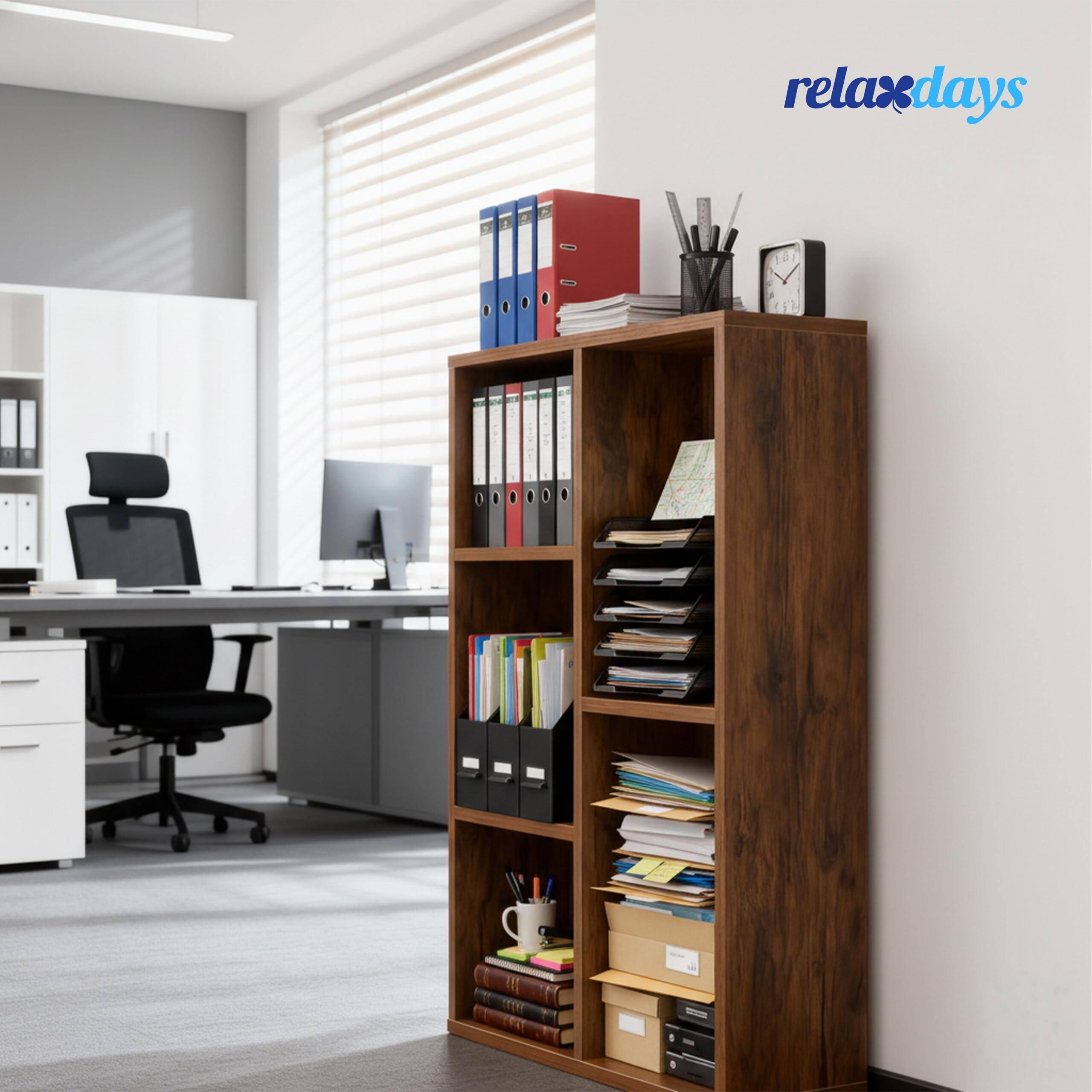 Relaxdays Bücherregal, 5 Fächer, HBT 80 x 50 x 24 cm, braun