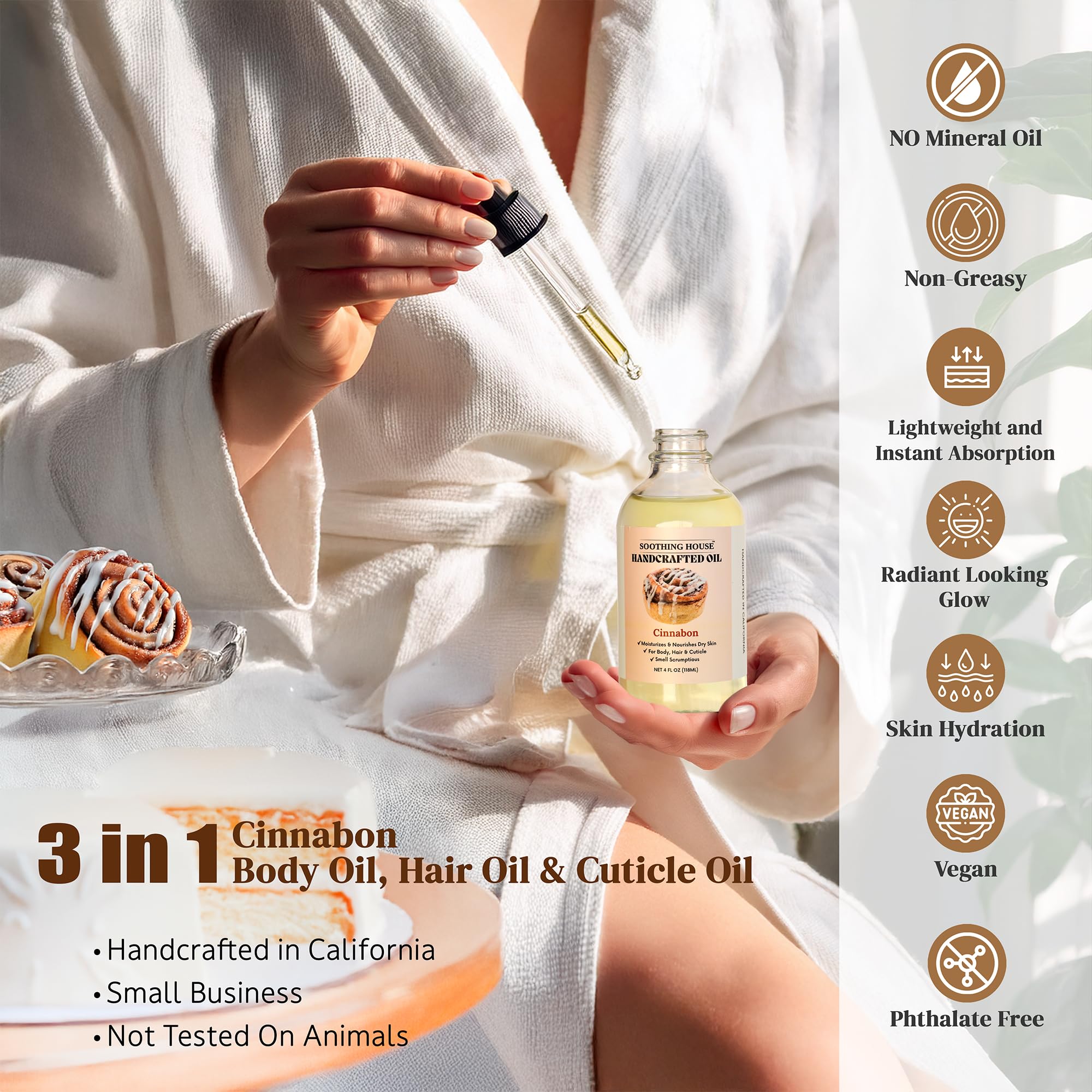 Cinnabon Körperöl – Feuchtigkeitsspendendes Körperöl für weiche, glatte, strahlend strahlende Haut, 118 ml