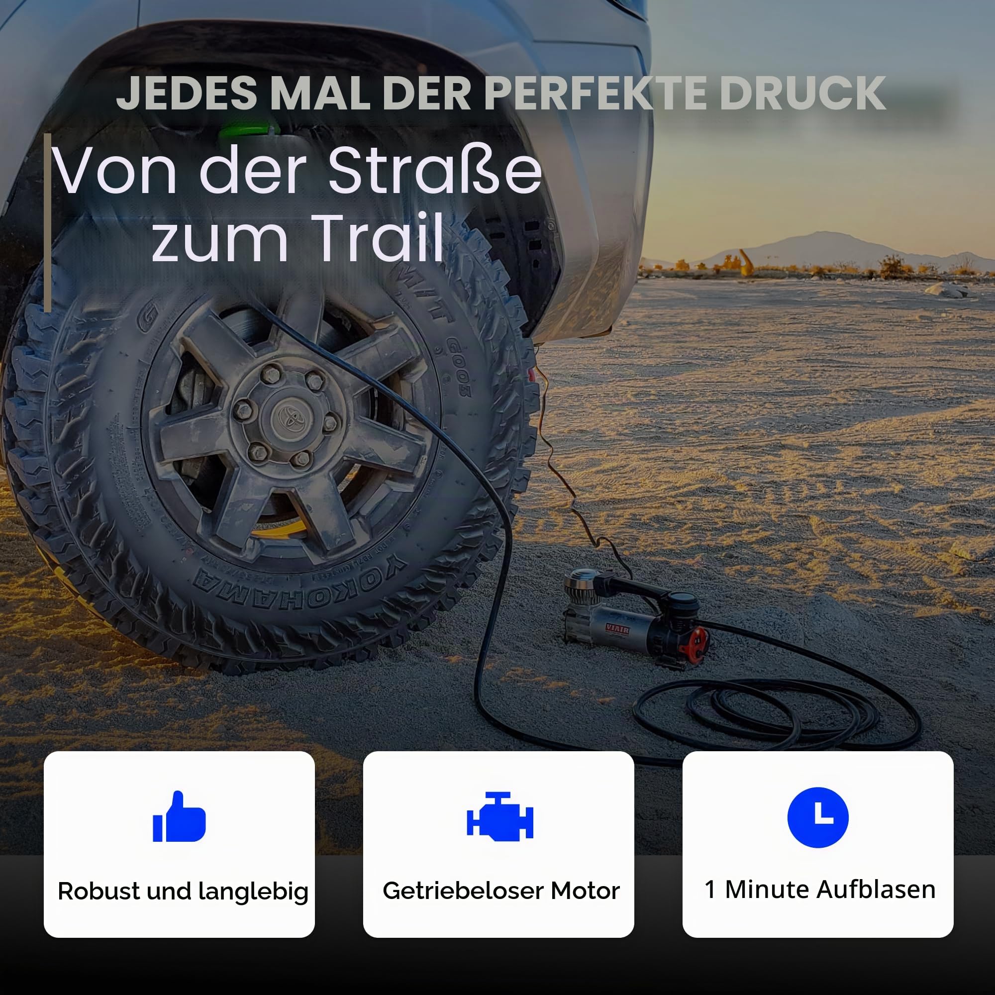 VIAIR Digital EVC88P7 Tragbarer Luftkompressor-Reifenfüller für Auto, LKW, SUV und Wohnmobil, voreingestellte automatische Abschaltfunktion, 7-Wege-Anschlussstecker