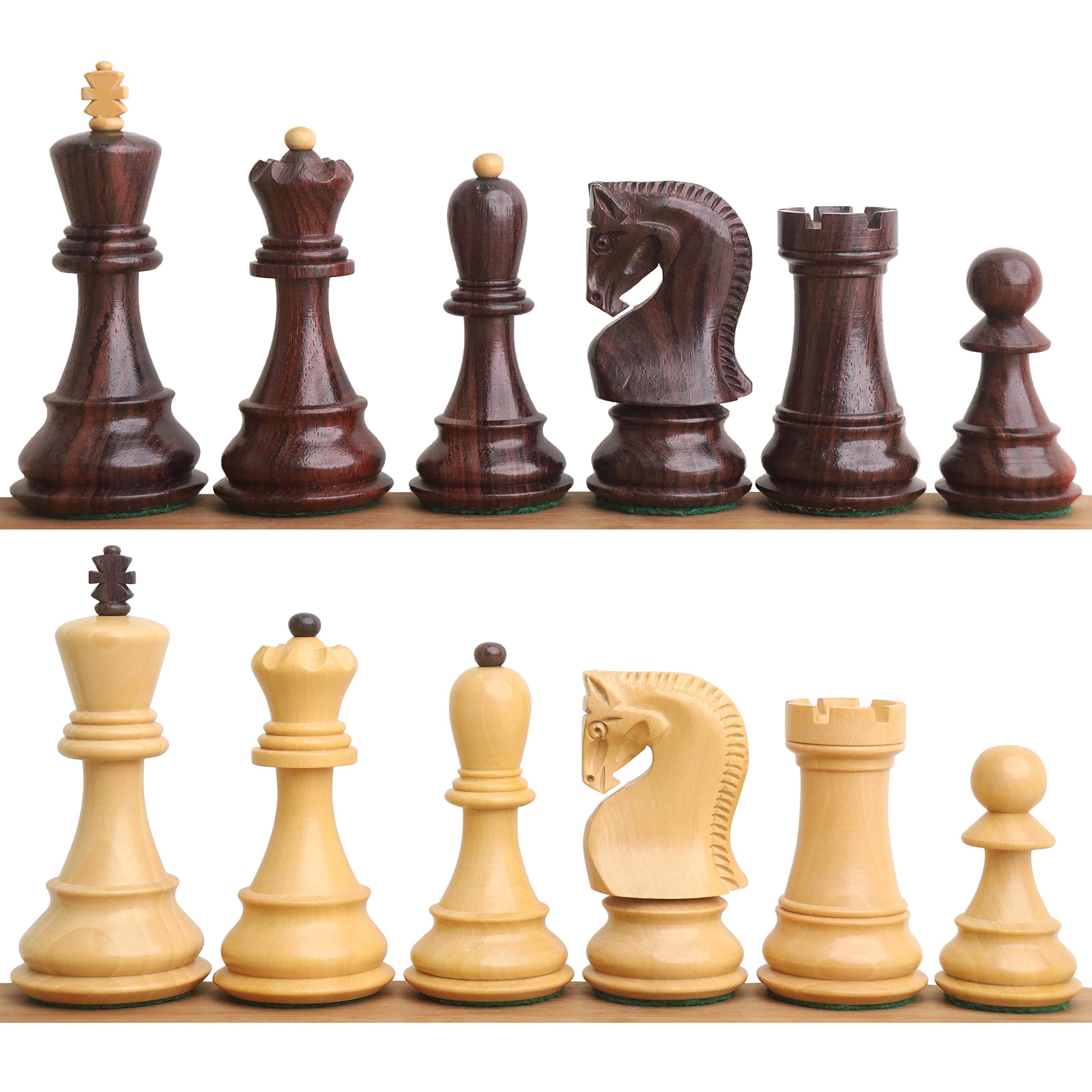 Set solo pezzi di scacchi russi Zagabria 59' da 9,9 cm, in legno di rosa con doppio peso