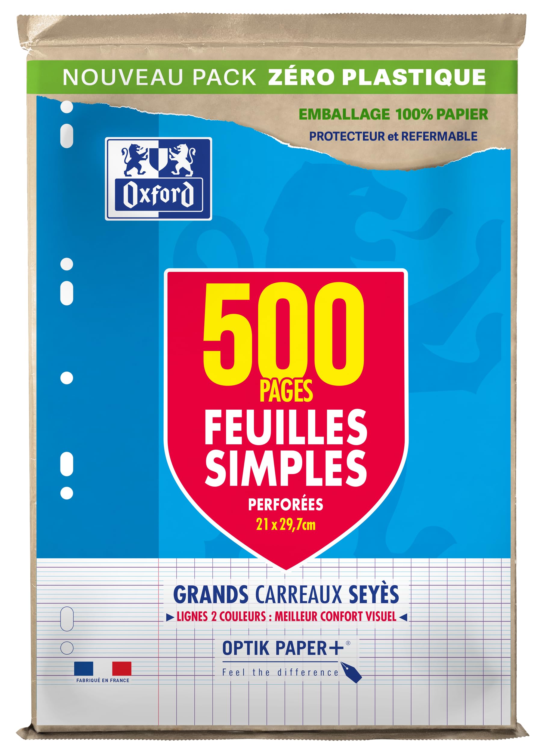 OXFORD Seyès Large Squares A4 Single Sheets 500 Pages