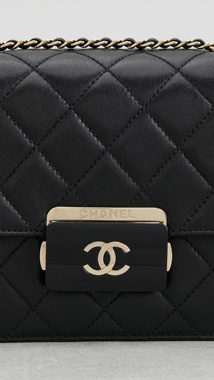 WHAT GOES AROUND COMES AROUND Women's Pre-Loved Chanel Black Lambskin Beauty Lock Flap M Shoulder Bag - Image 4