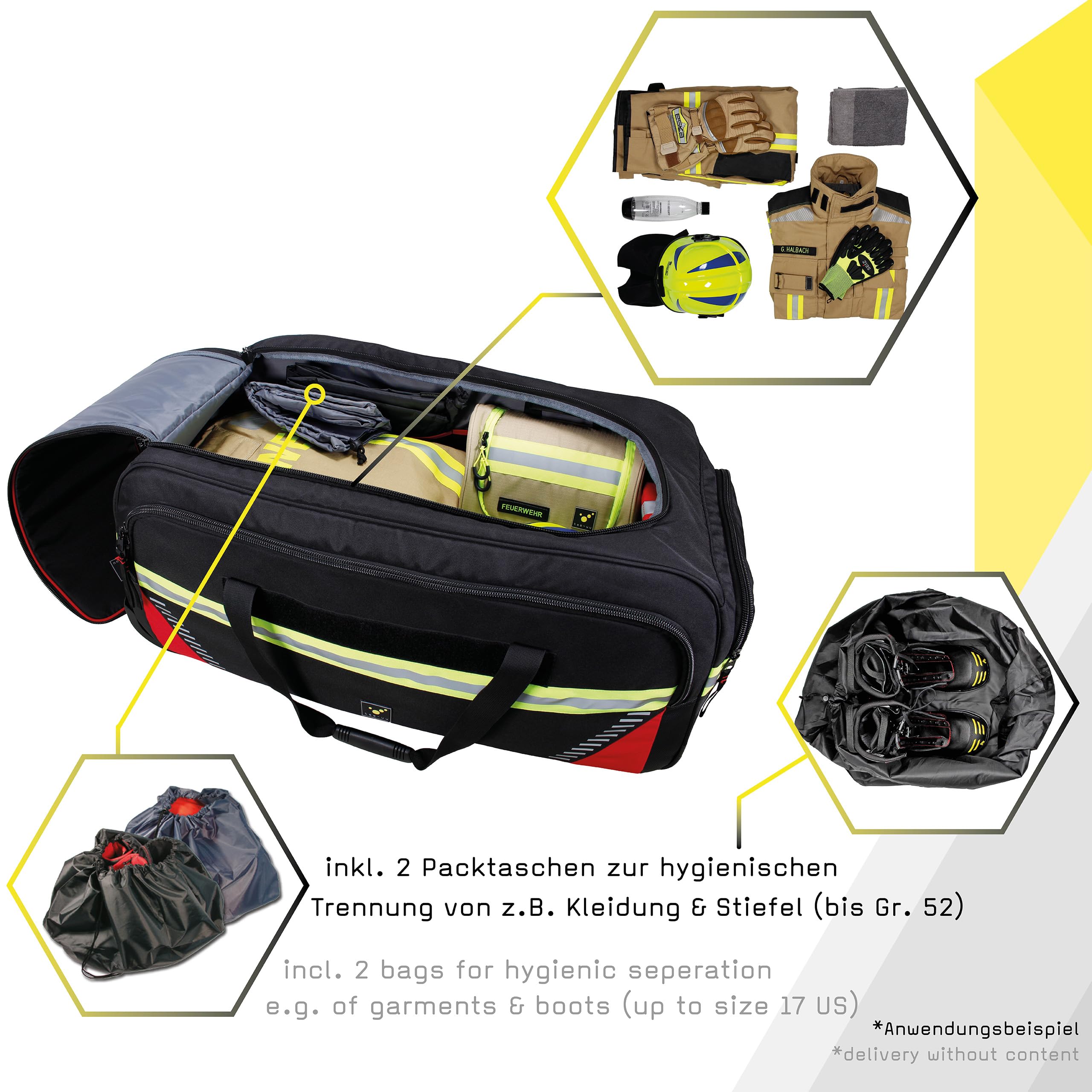 tee-uu TROLLEYBAG EVO Bekleidungstasche | Trolley-Tasche | 90 L Stauraum | Verschiedene Varianten (AB-Feuerwehr)