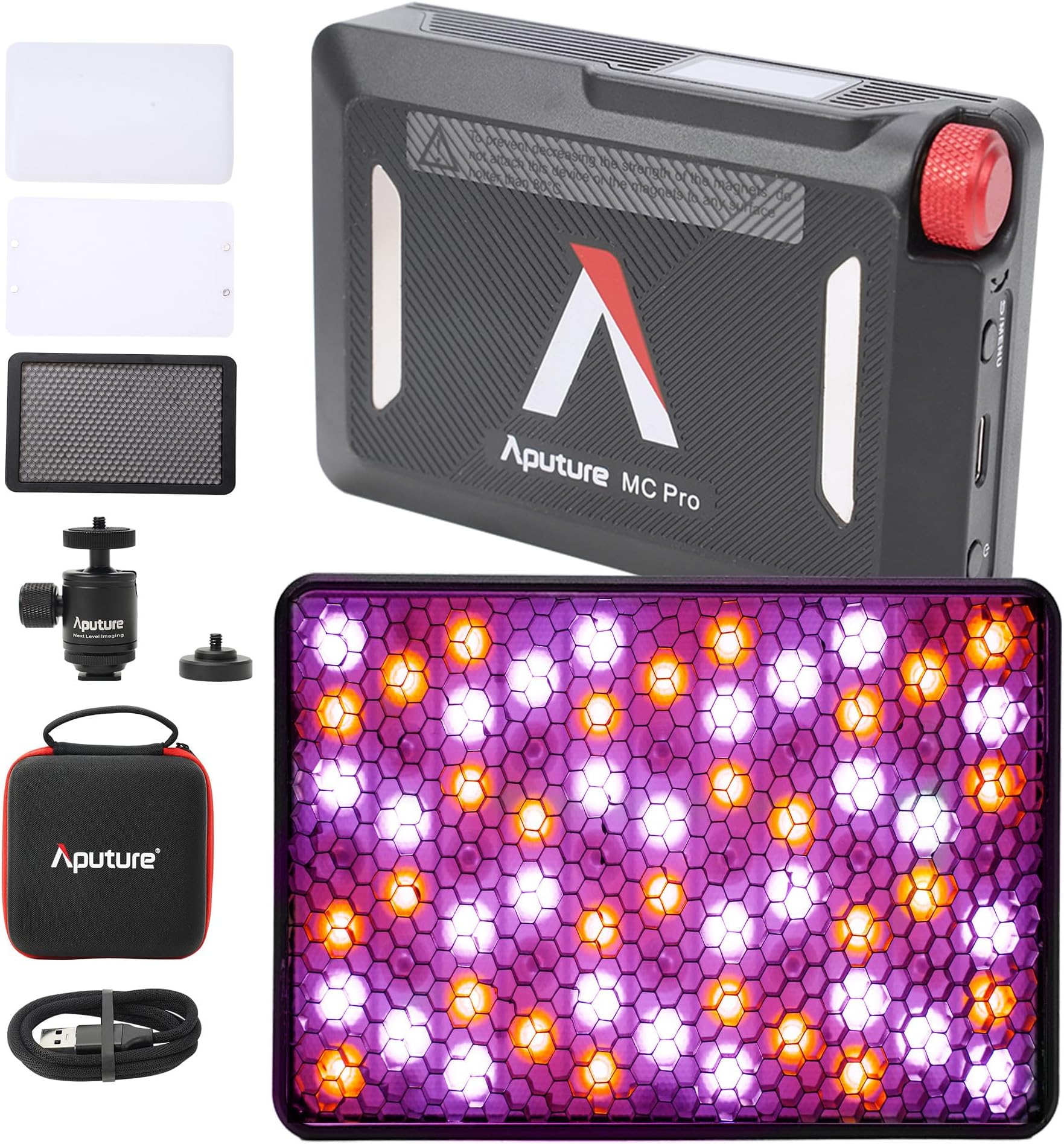 MC PRO On Camera Video Light,LED Camera Light Panel,2,000-10,000k,Magnet Adsorption Function,Dust and Waterproof,App Control for Vlogging, Photography, Video Conference,TikTok