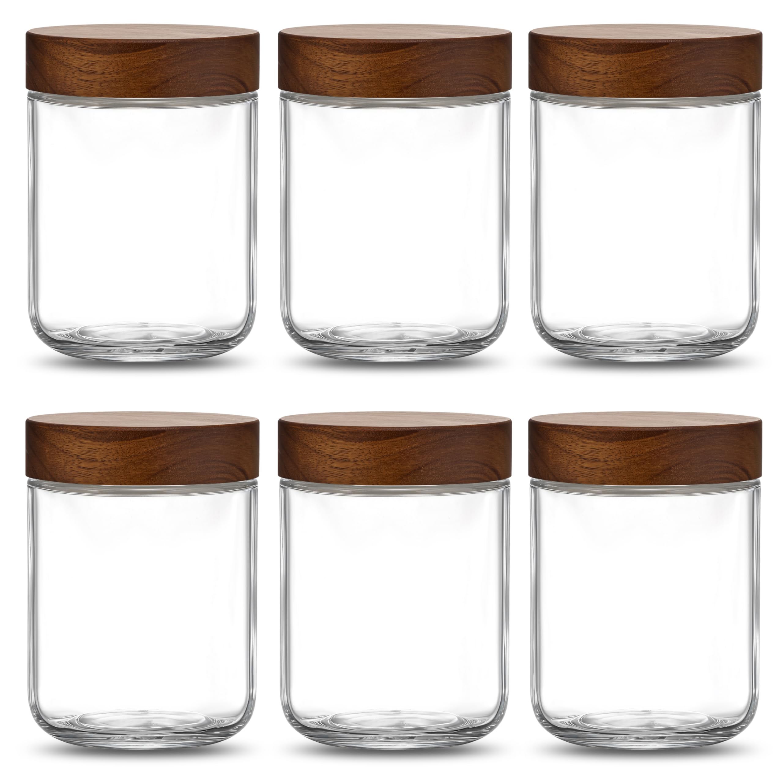 Danmu Art 6-Pack 500ml Glass Jars with Airtight Lids โ Meal Prep Containers for Overnight Oats, Yogurt, Pudding, Cereal, Salad & Snacks โ Clear Kitchen Food Storage Jars, Portion Control (Acacia)