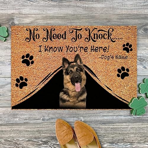 Miniatura 2 de No hay necesidad de golpear el coco, tapete de entrada de pastor alemán, regalos para cachorros, naturalmente duradero, varios tamaños, nombre