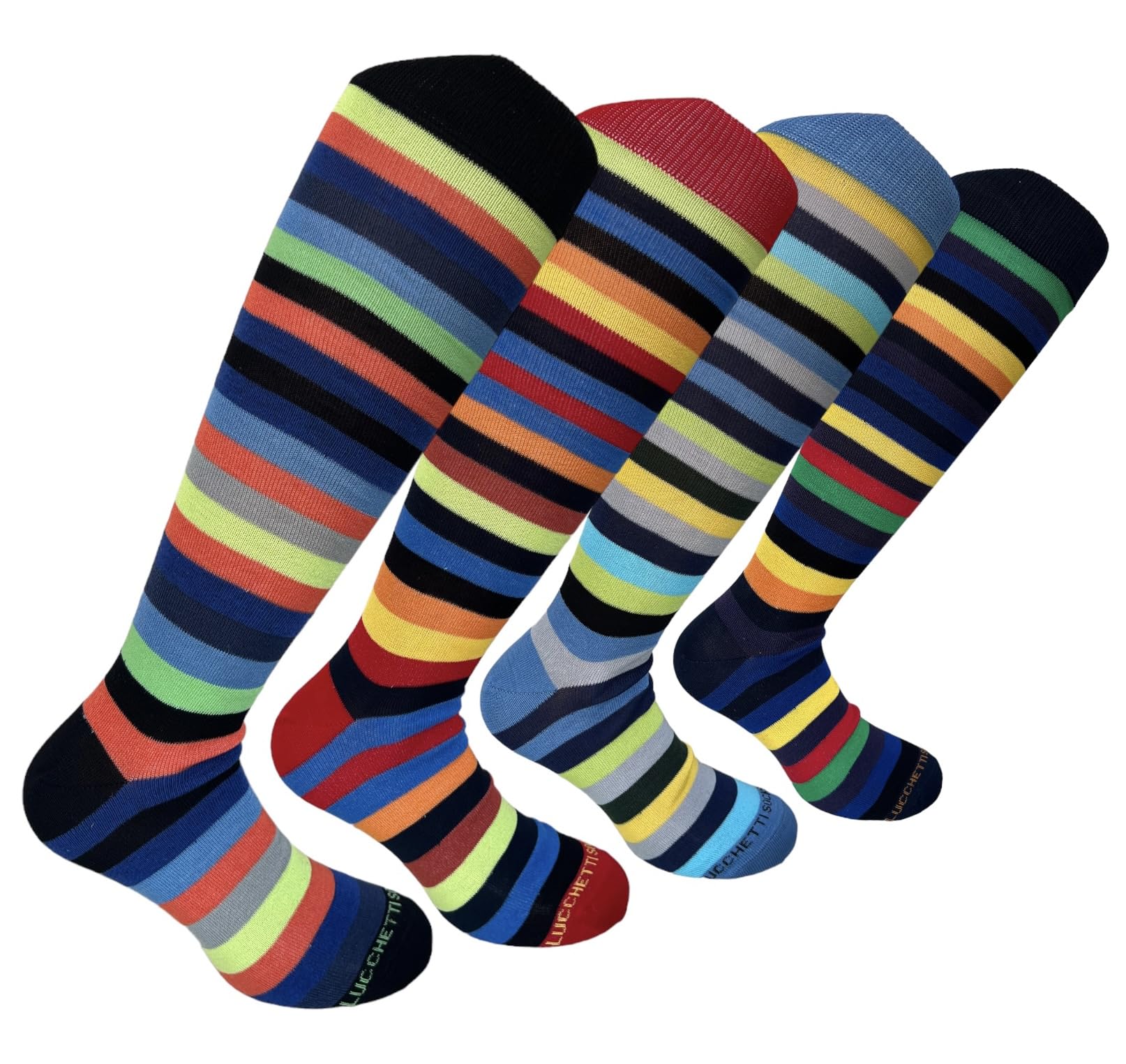 Lucchetti Socks Milano 6 Pares Calcetines Hombre Verano Hilo Escocia Hasta la Rodilla no Bajan Calcetines Algodon Hombre 100% Made in Italy Calcetines Altos Hombres Elásticos