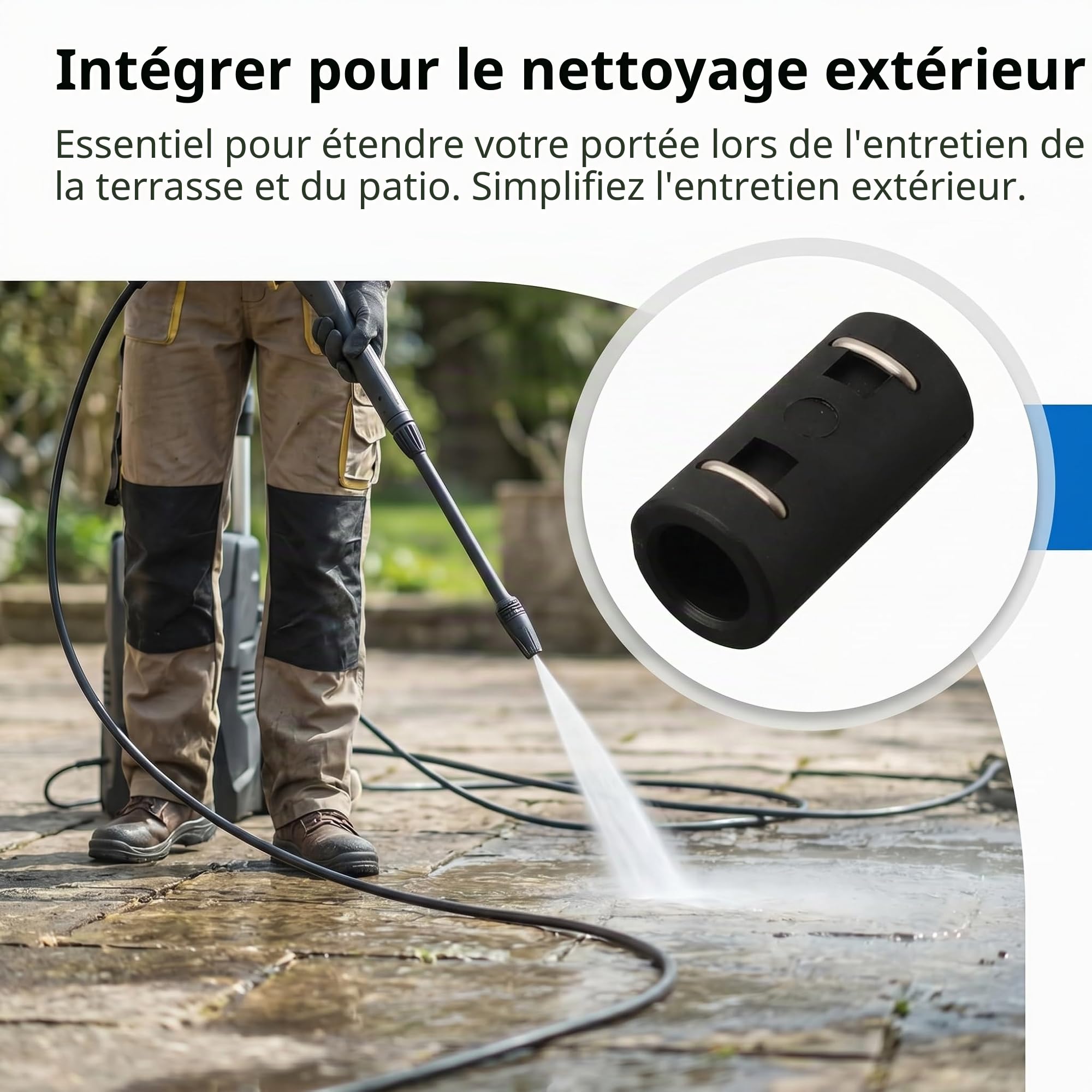 Adaptateur de Tuyau de Rechange et Raccord de Tuyau Haute Pression Etanche, Connecteur Rapide en Plastique pour Rallonge de Nettoyeur Compatible avec Kärcher K2 Clic, K3, K4, K5, K6, K7 (1pc)