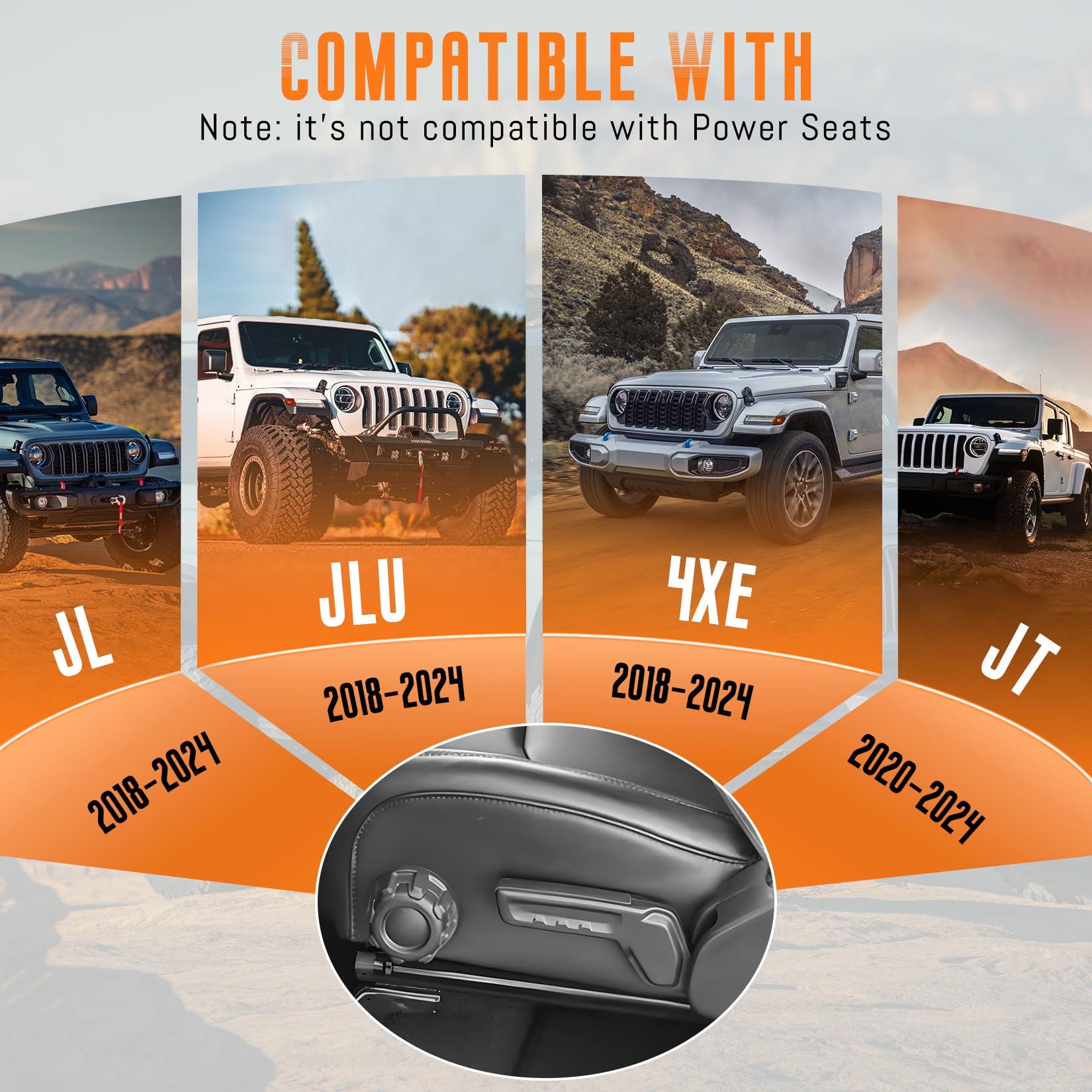 2Pcs Metal Front Door Storage Box Pockets Compatible With Jeep Wrangler JL JLU 4XE 2018-2024 Gladiator JT 2020-2024 Side Insert Car Door Storage Pockets Organizer Expansion Panels (Not for Power Seat)