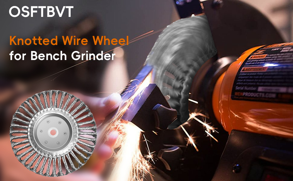 Image of 8in Bench Wire Wheel Brush | Knotted Steel Wire 0.023 inch with 5 /8 inch 7 /8 inch Arbors for Bench Grinder Twisted Carbon Steel Wheel - 2pcs