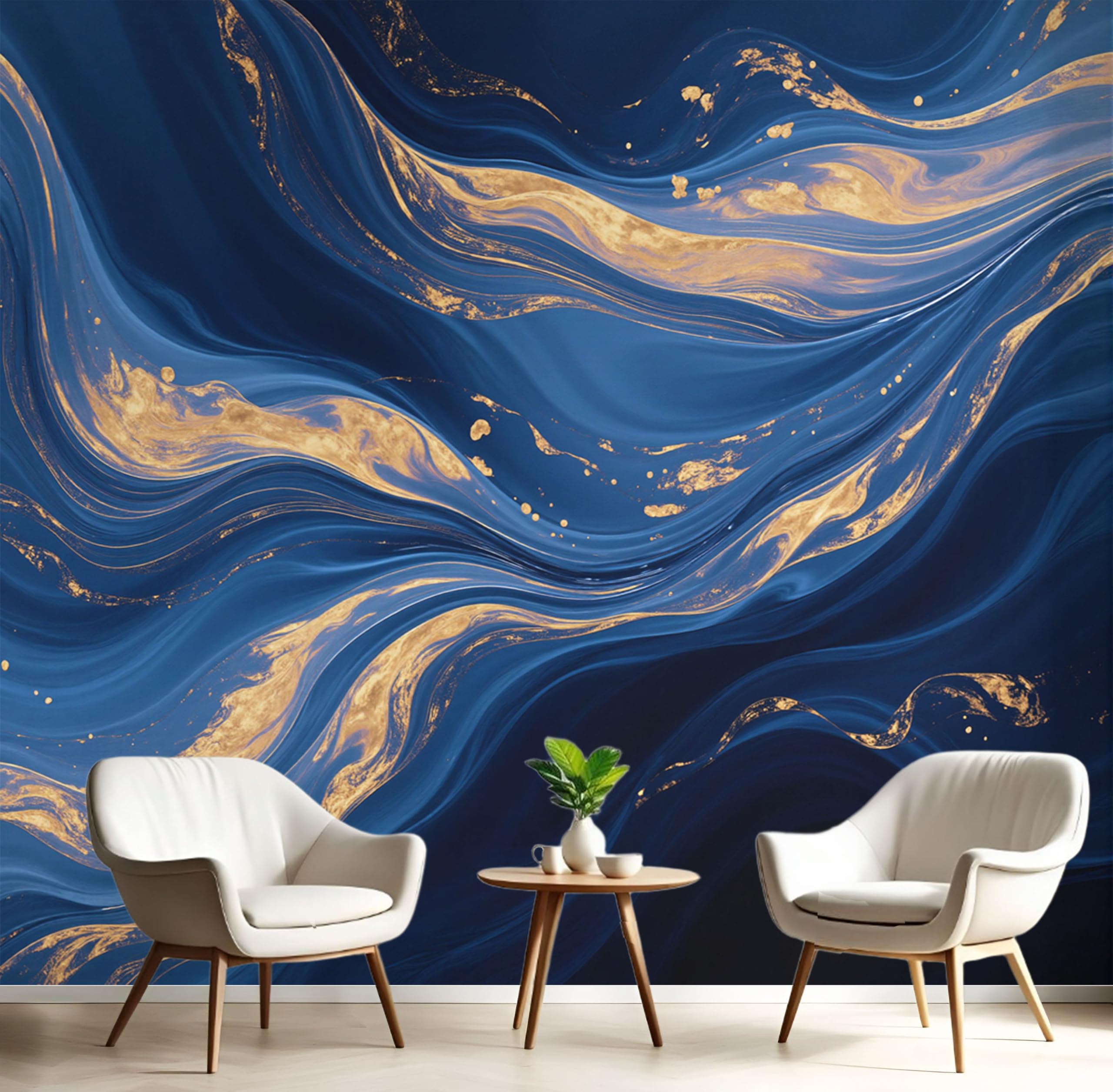 Tapisserie panoramique salon 3D et papier peint photo tourbillon doré 350X256