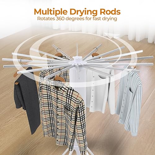 Miniatura 5 de Dollate Escurridor de ropa plegable de 4 patas, 2 niveles, portátil y plegable, ahorro de espacio, con 4 poleas, estante seco de aluminio para ropa