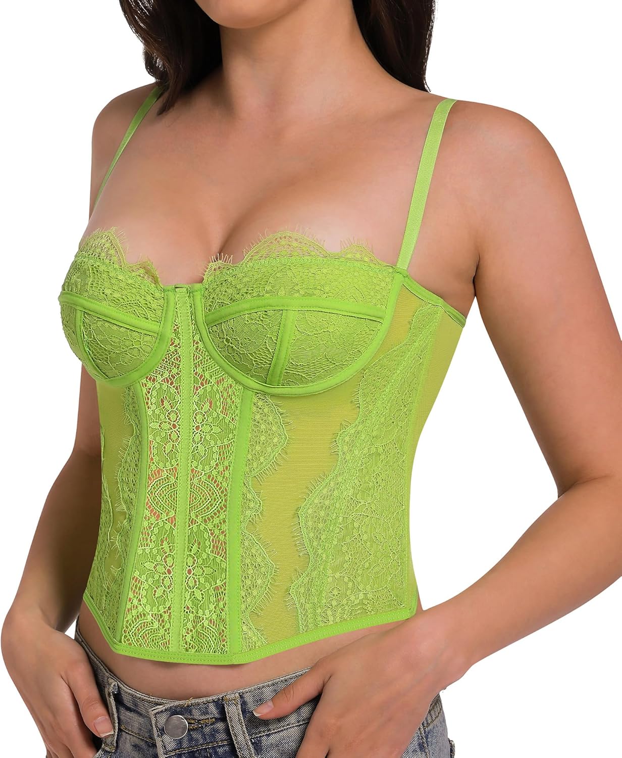 Lace Bustier Corset Tops for Women - Sexy Going Out Party Club Top with Buckle - Image 3