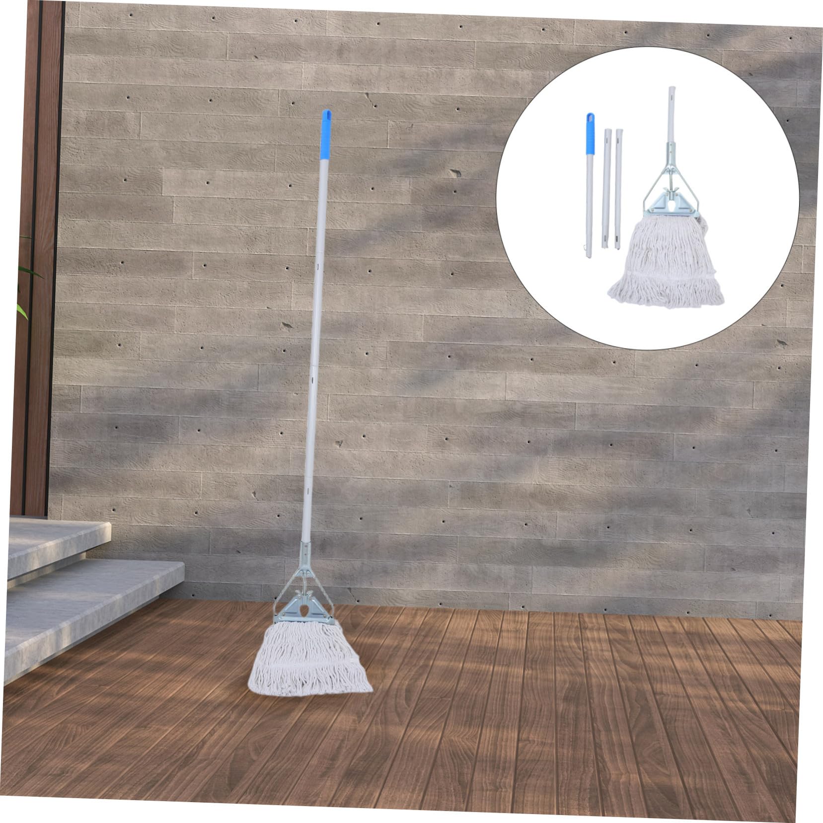KOMBIUDA Fregona Industrial Triangular con Cabezal de Repuesto y Abrazadera Plástica Mango Desmontable para Limpieza Profesional Hogar Taller y Garaje