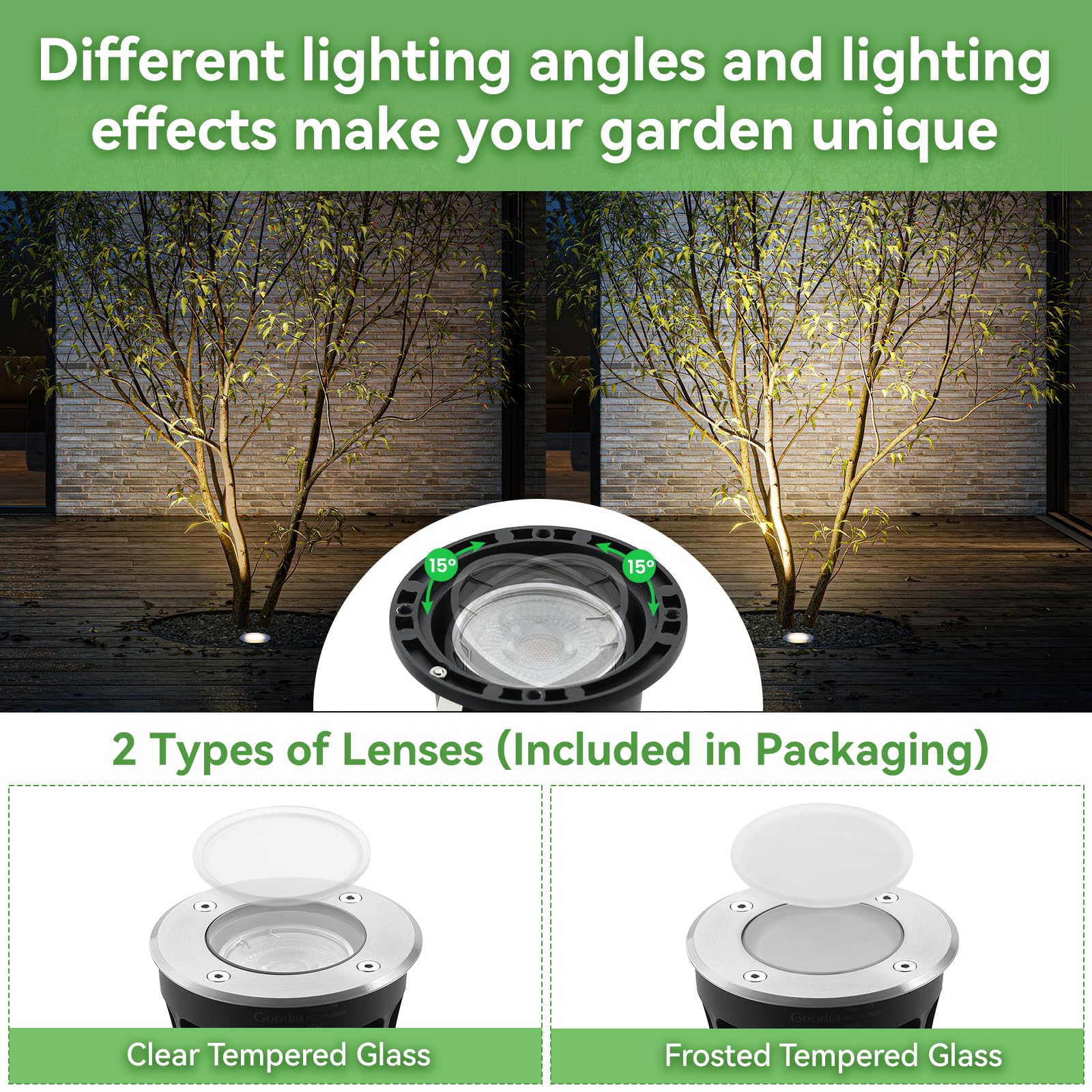 Spot Encastrable Exterieur au sol pour GU10, Goodia 4 Spot Led Encastrable Exterieur IP67 Étanche 3W 230V 3000K Blanc Chaud, Spot Terrasse Exterieur Encastrable Pour Jardin Chemin Parc Cour, Rond