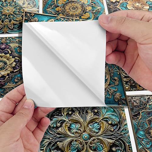 Miniatura 6 de Alwayspon Adhesivo para azulejos de pared moriscos, despegar y pegar, calcomanías de vinilo autoadhesivas para azulejos de cocina y baño, 6 x 6