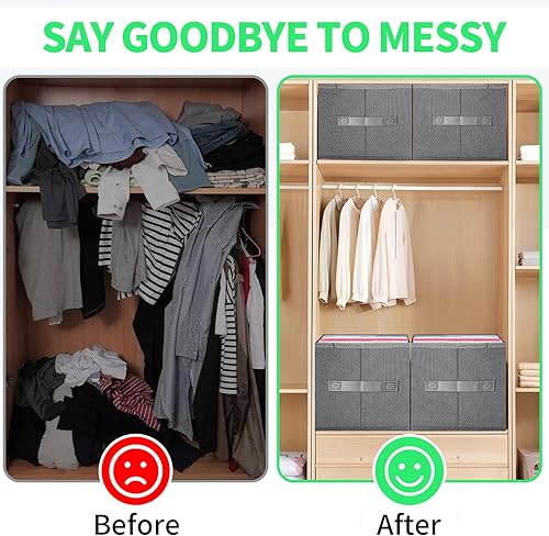 Miniatura 4 de Organizador de jeans para armario, organizador de ropa plegable con asa, organizador de ropa apilable con 7 rejillas para leggings, suéter, jeans,