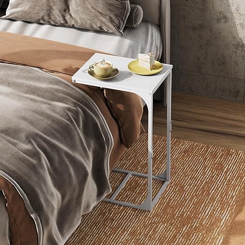 Miniatura 6 de WLIVE Mesa auxiliar en forma de C, mesas auxiliares de sofá pequeñas con marco de metal, mesa de sofá, bandeja de TV para sala de estar, dormitorio,