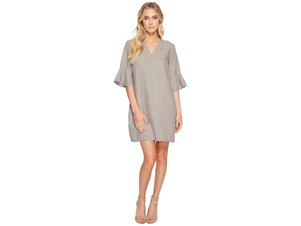 

Michael Stars Woven Linen Trumpet Sleeve Shift Dress (Galvanized) Women's Dress