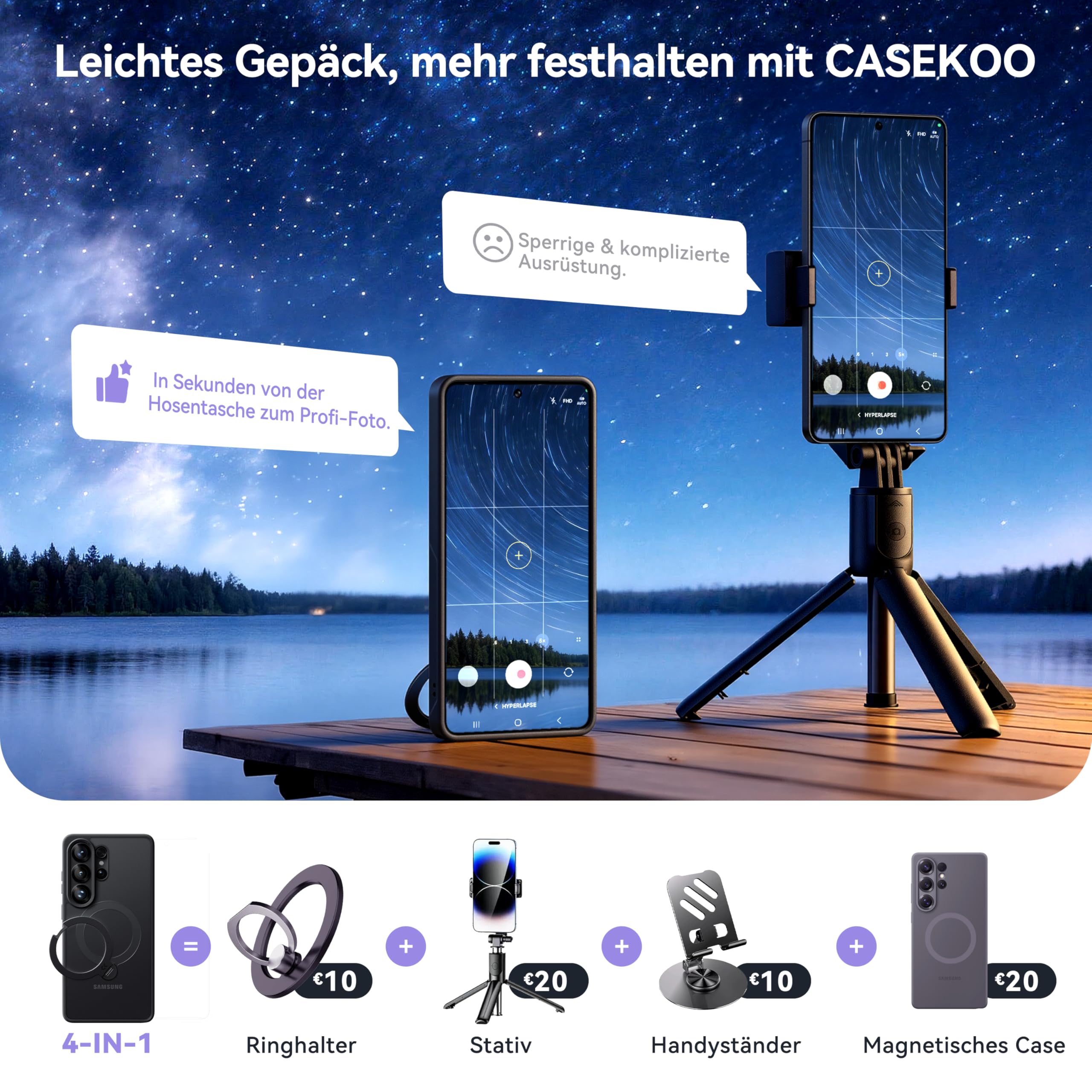 CASEKOO Offizielles Schwarz für Samsung Galaxy S26 Ultra Hülle, 6,9 Zoll