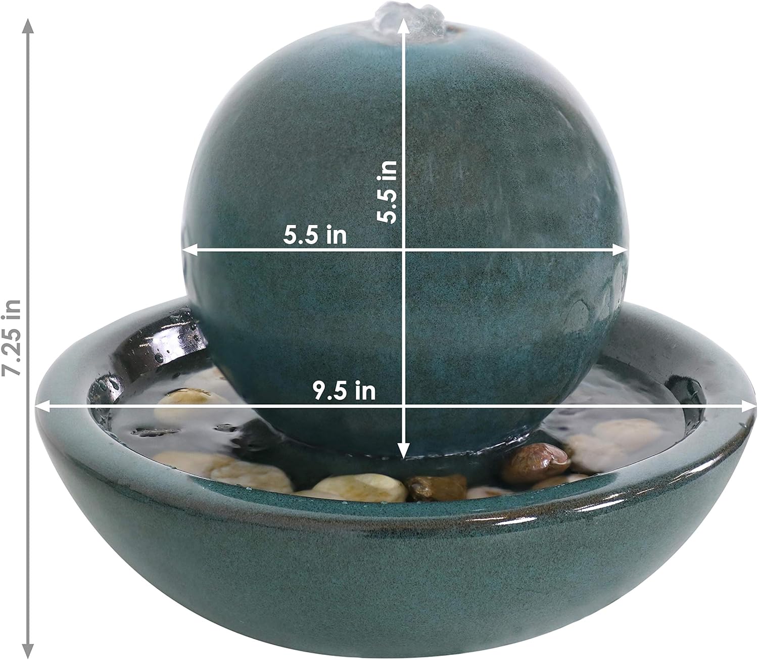 Sunnydaze Ceramic Tabletop Water Fountain with Orb Design - Indoor Zen Desktop Relaxing Water Feature - Interior Spa and Yoga Decoration - 7-Inch Tall : Sunnydaze Decor: Home & Kitchen