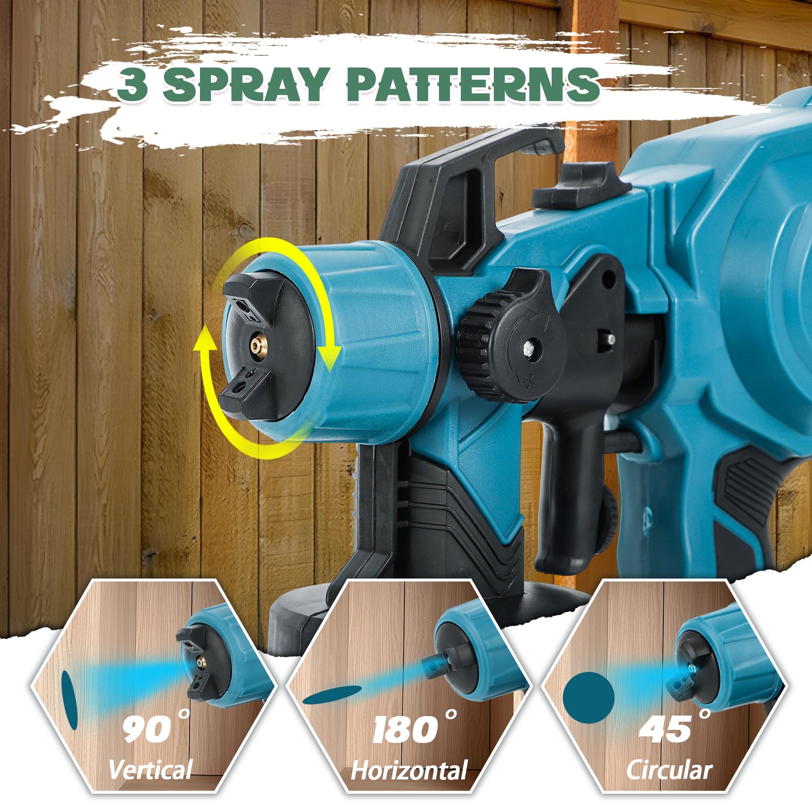 Huanyu Spruzzatore di vernice a batteria con 2 batterie da 21V 4.0Ah e 5 ugelli pistola a spruzzo per verniciare da 900 ml con 3 modelli pistola a spruzzo elettrico per la pittura di mobili domestici
