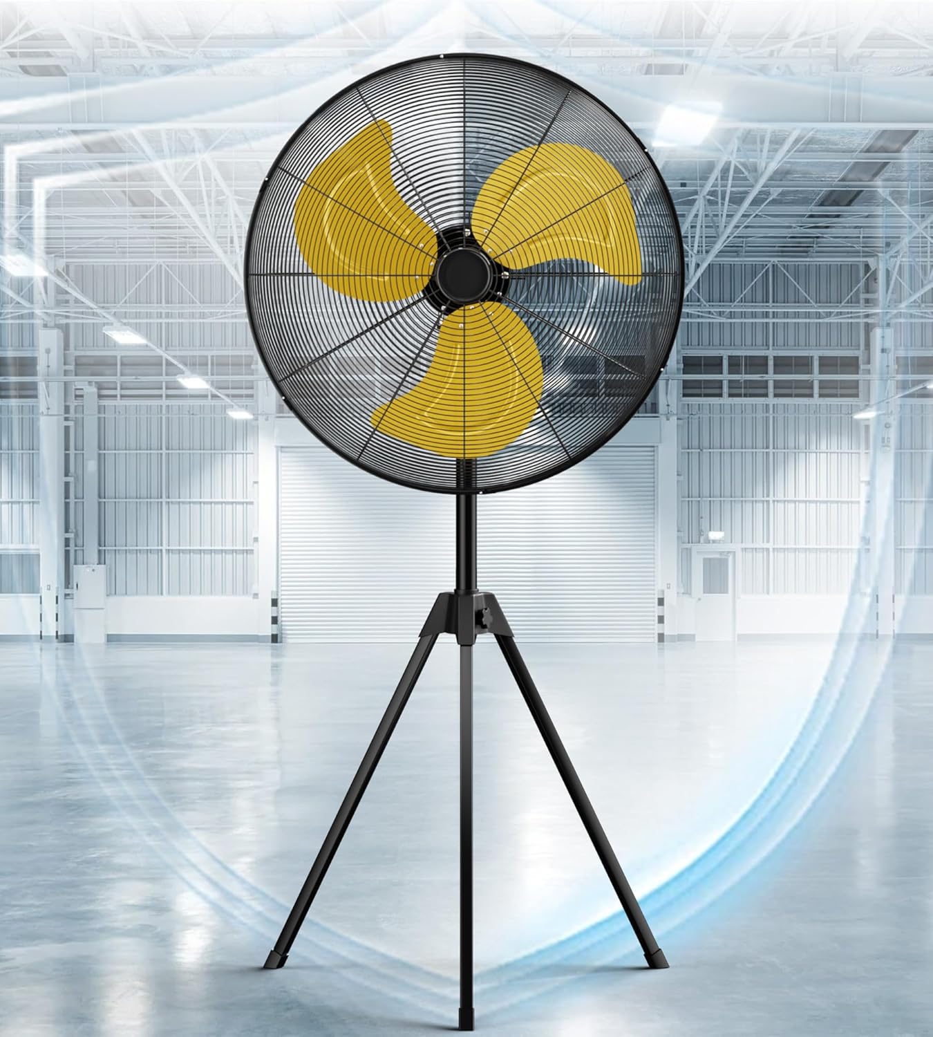 9600 CFM High Velocity Pedestal Oscillating Fan, 3-Speed Heavy Duty Industrial Standing Fan with Metal Aluminum Blades and Adjustable Height for Basement,Warehouse,Commercial,Factory(32IN)