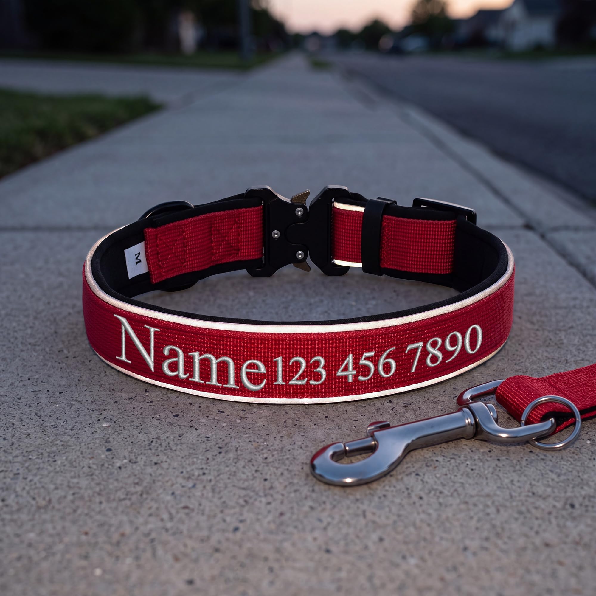 Collar Personalizado para Perro, Collar Identificativo Bordado con Nombre | Collar de perro bordado personalizado con ribete reflectante, fácil de poner y quitar, regalo ideal para mascotas