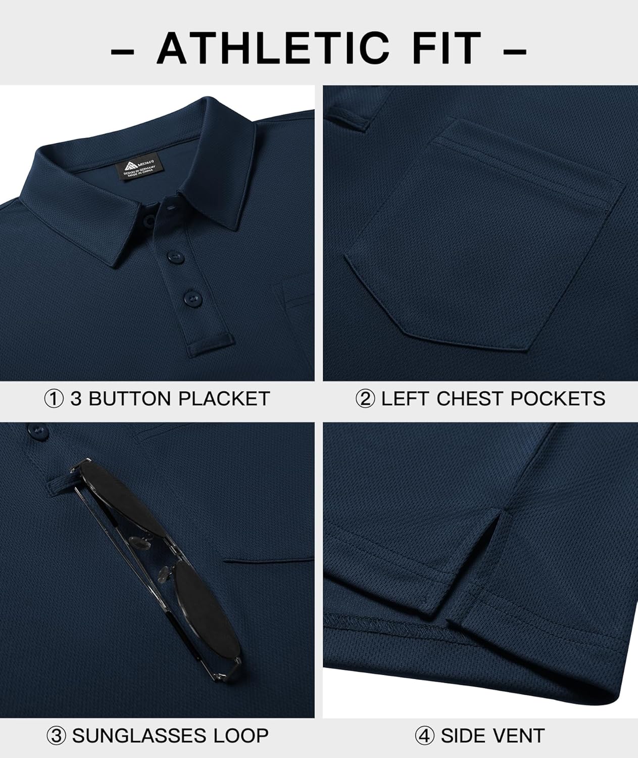 SWISSWELL 3 Pack Long Sleeve Polo Shirts for Men Moisture Wicking Work Collared Shirt with Pocket - Image 4