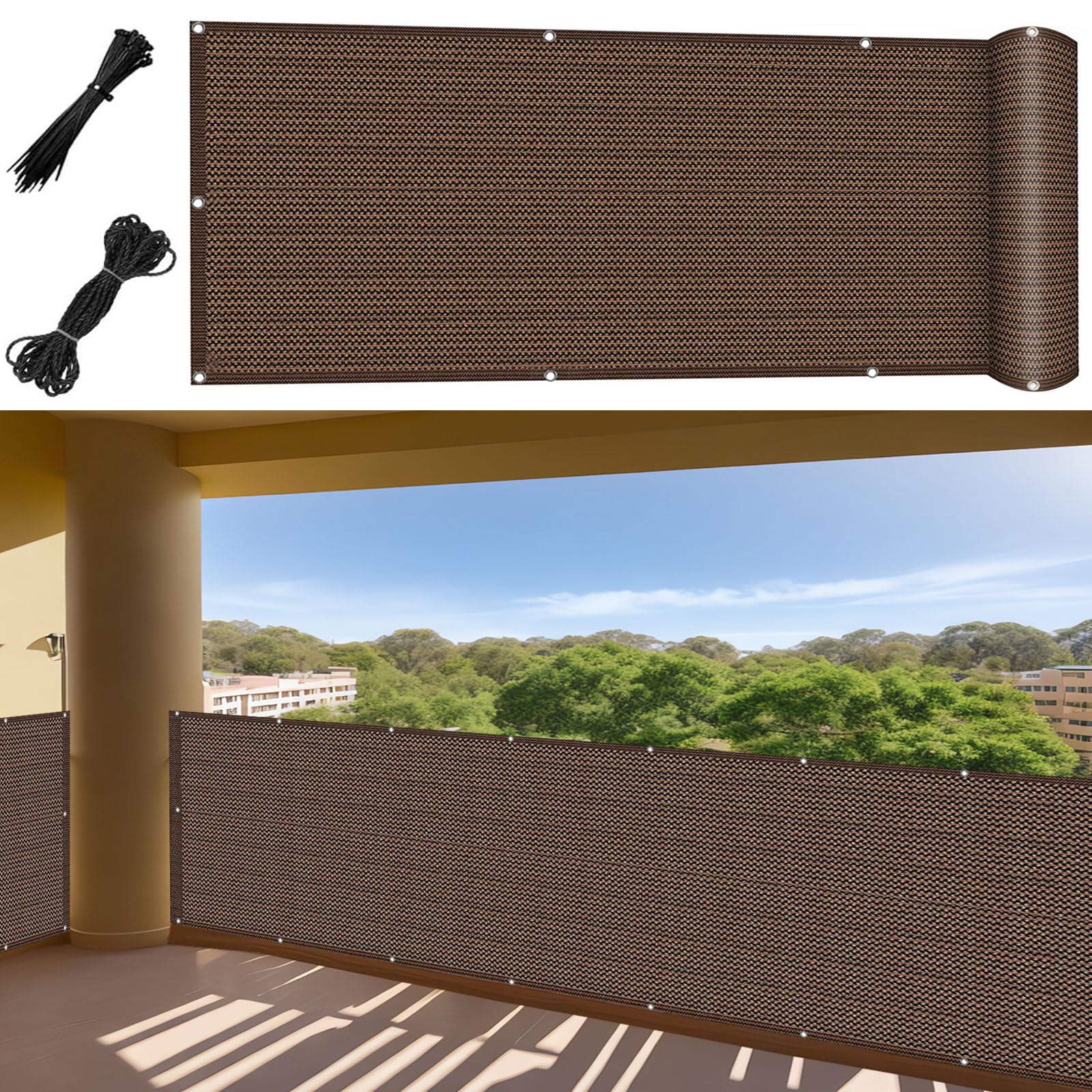 Écran de balcon contre le vis-à-vis brise-vue hdpe indéchirable brun