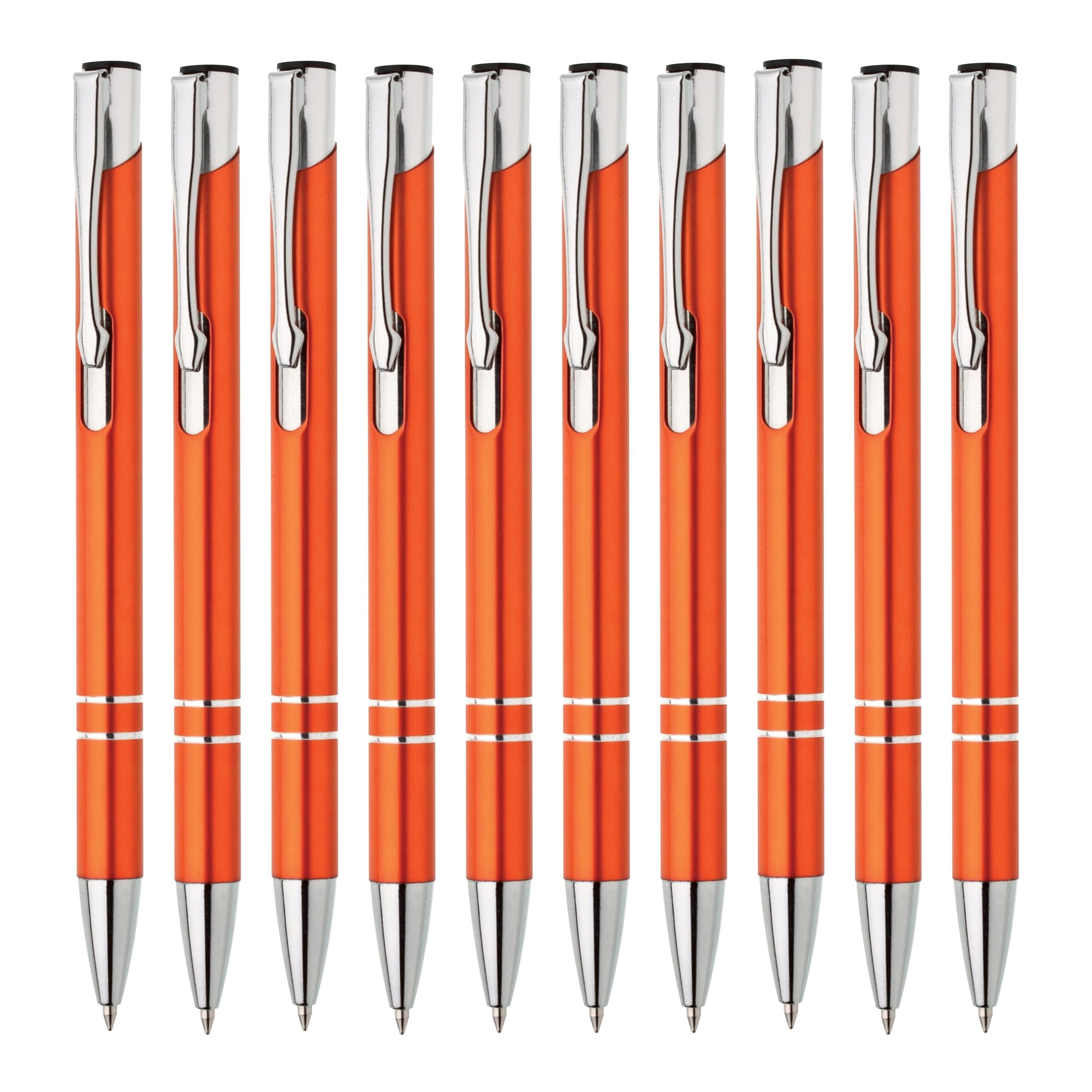 Lemina Metal Ballpoint Pens Set of 10 High-Quality Blue Ink Premium Ballpoint Pens for Office School and Home (Orange)