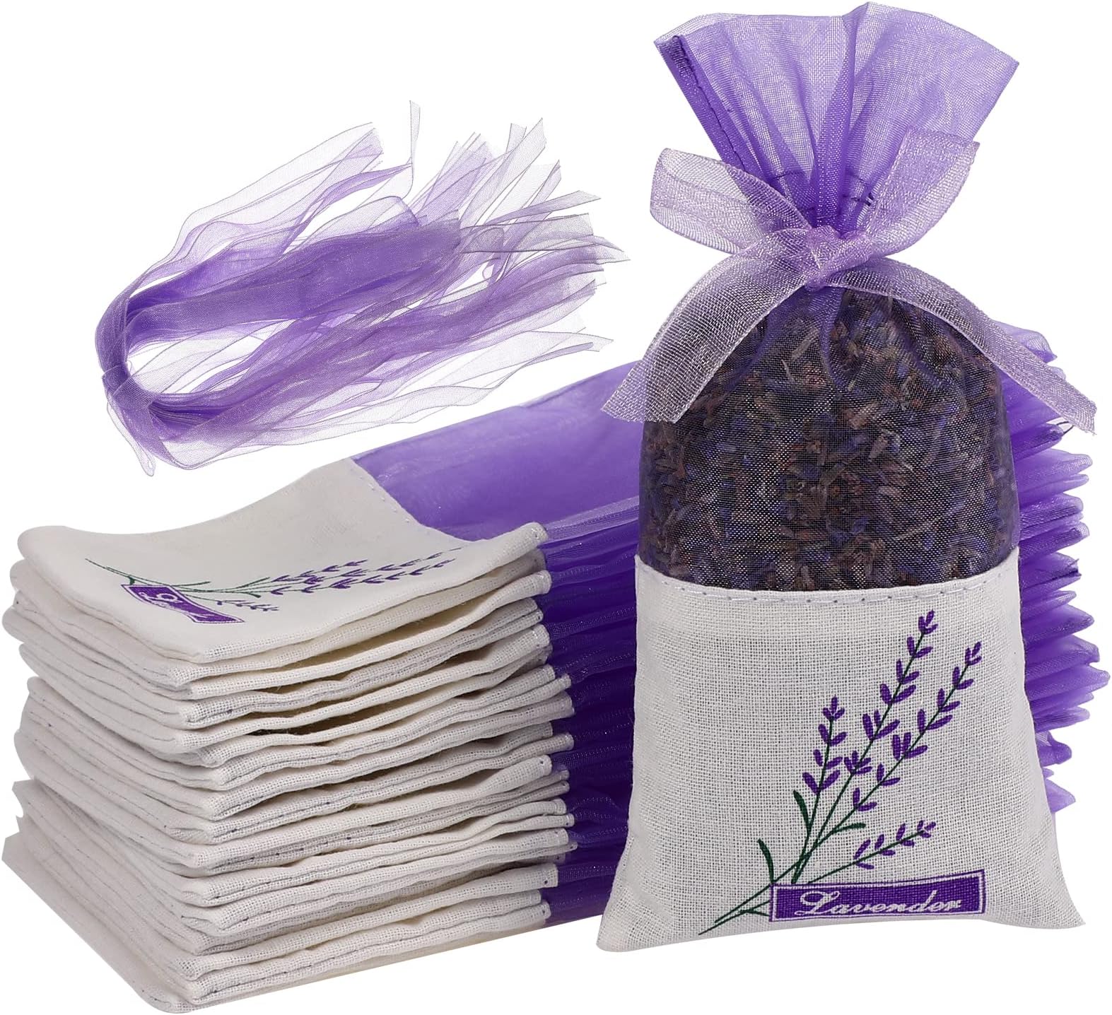 Gatuida 30Pcs Lavender Sachet Bags Empty, DIY Drawstring
