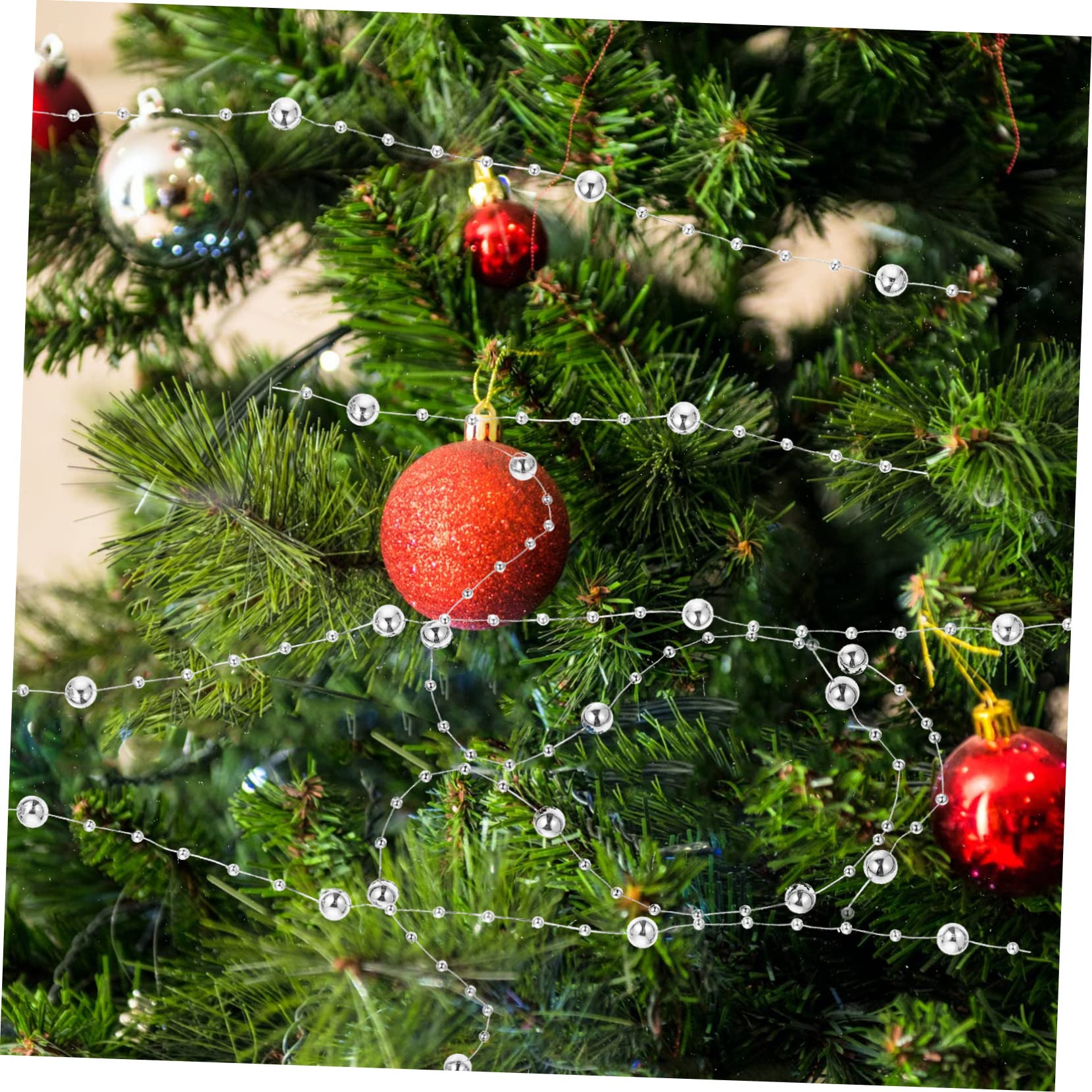 STOBOK 3 Rollen Perlenmaterial Weihnachtsfeier Silberne Girlande Hochzeitsschmuck Strassperlenkette Kette Aus Perlensträngen Kette Aus Kunstperlen Plastik Perlenanhänger Künstlich