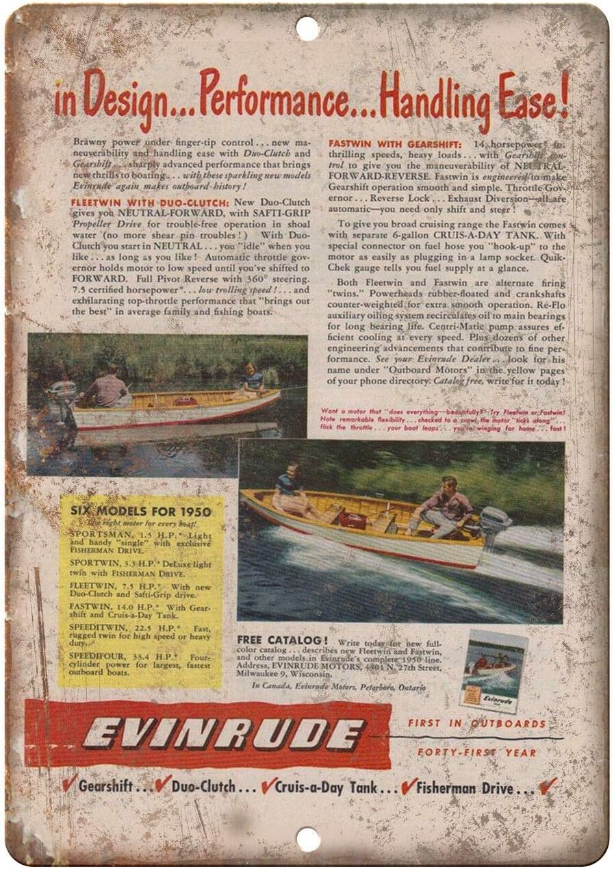 Decorative Vintage Retro Metal Sign Evinrude Outboard Motors Vintage Boating Ad