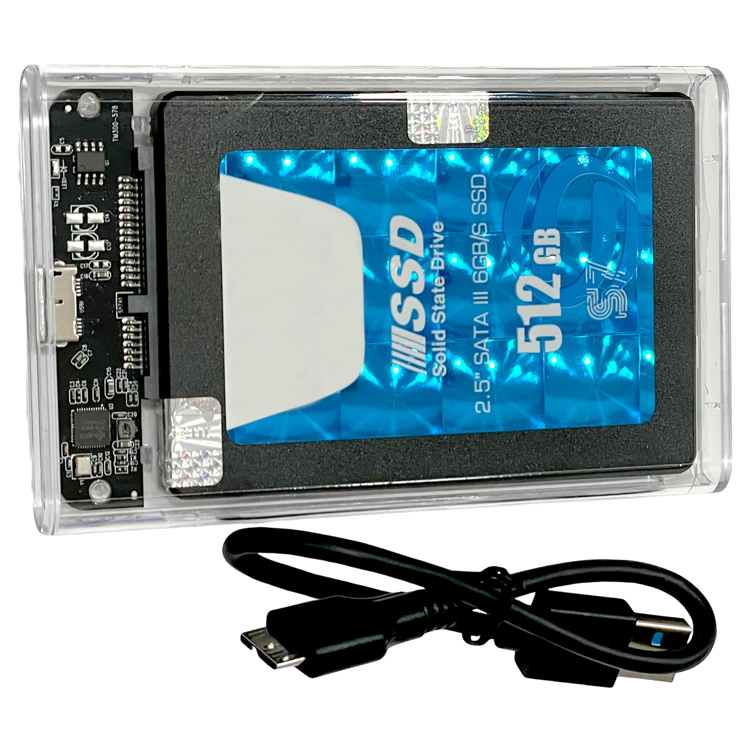 Disco Duro Externo SSD 512 GB 520Mb/s USB 3.0 Alta Velocidad 512GB 2.5" SATA con Carcasa y Cable USB 3.0 Compatible con Todos los Sistemas Operativos Consolas TV PC Desktop Laptops Notebooks 51CH044R