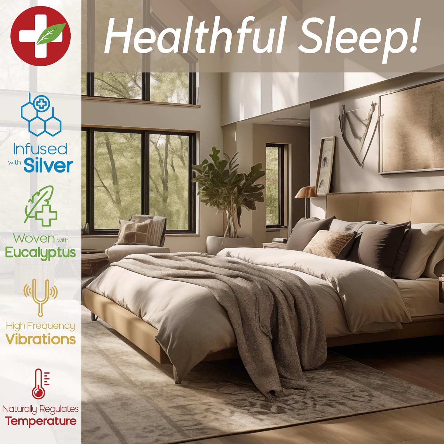 Silver Ion Infused Belgian Flax Linen with Eucalyptus Bed Sheet Set | Stone Washed | Ultra Soft | Cooling for Hot Sleepers | 18" Deep Pocket | King Size [Dune] - Image 2