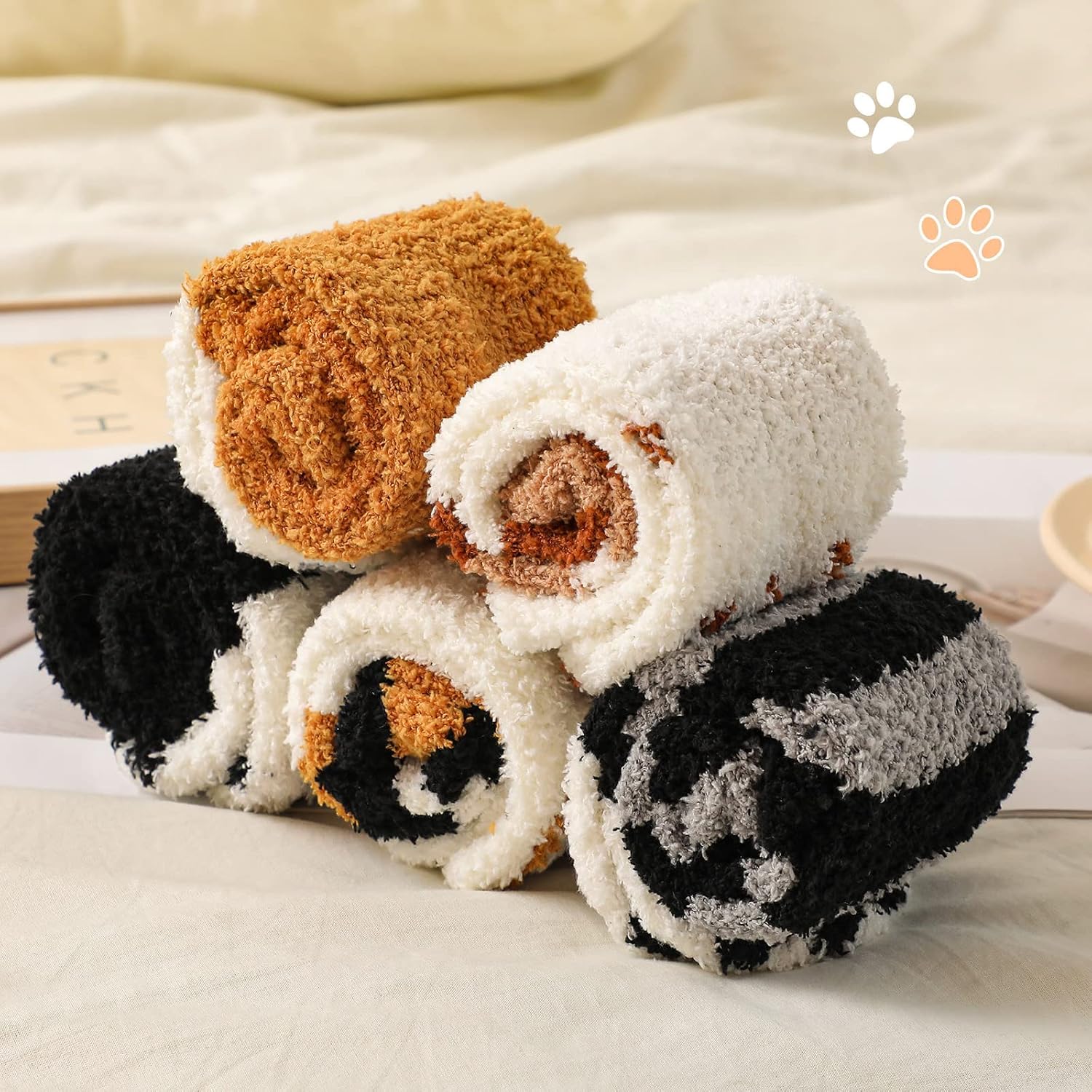 Clothirily Fuzzy Socks for Women - Winter Fluffy Sock Womens, Funny Cute Animal Socks Soft Slipper Sock for Women