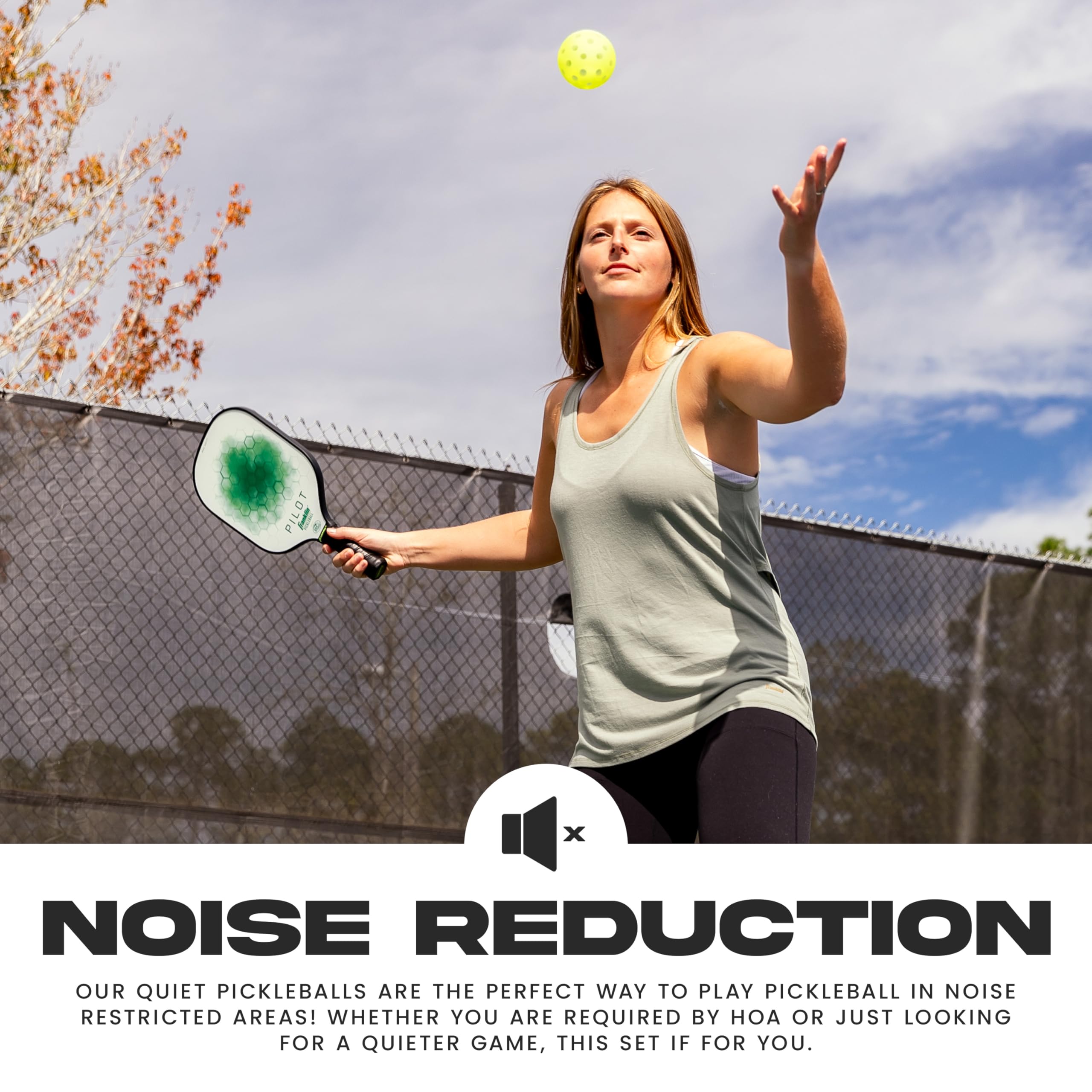 Franklin Sports Silent Serve, Palline da Pickleball, silenziose, riduzione del Rumore, Gioco Silenzioso, Confezione da 3