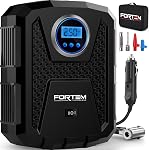 FORTEM Tire Inflator Portable Air Compressor 150 PSI, 12V Electric Bike Pump for Car Tires and Bicycles with LED Light, Digital Tire Pressure Gauge w/Auto Shut Off, Carrying Case