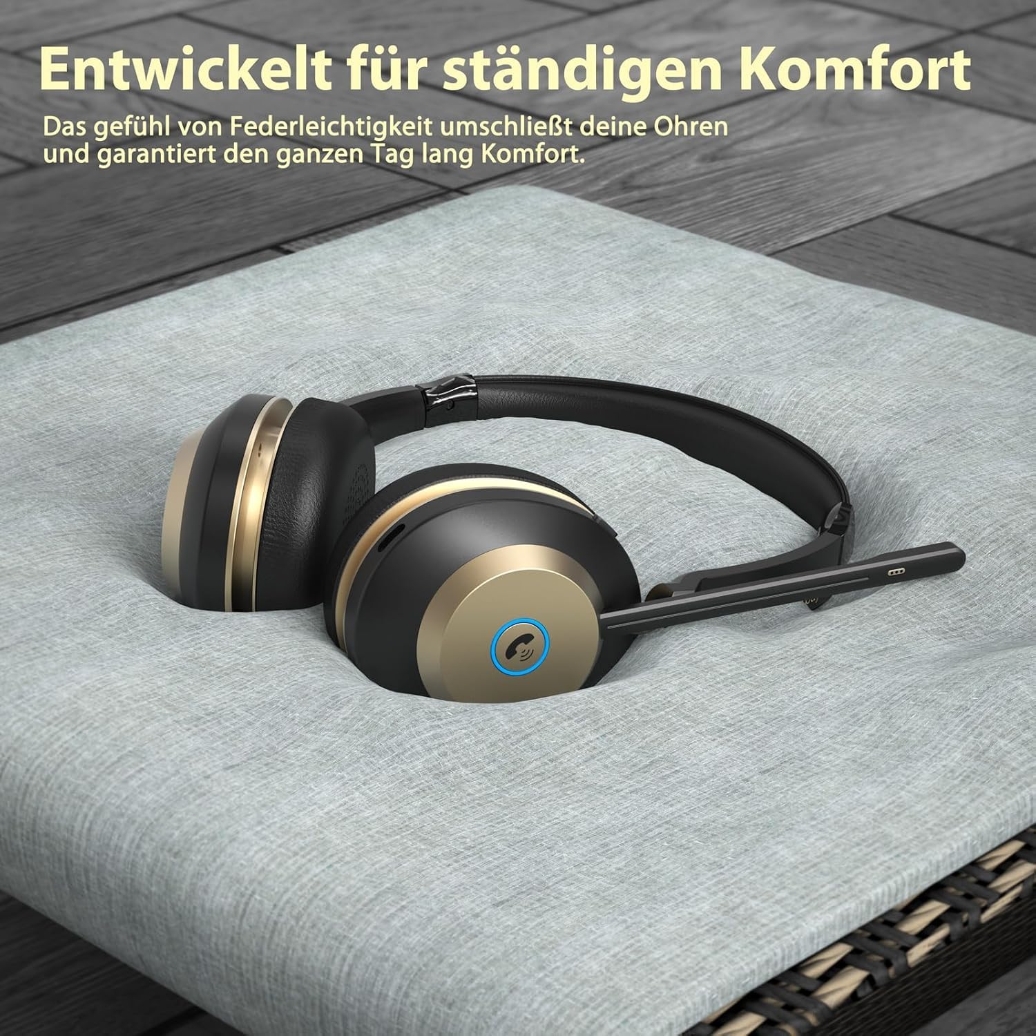Earbay Headset mit Mikrofon Bluetooth, Headset kabellos KI-Geräuschunterdrückung & USB-Dongle, Bluetooth Headset mit Mikrofon Stummschaltung & Ladestation für PC/Meeting/Call Center/Home/Office