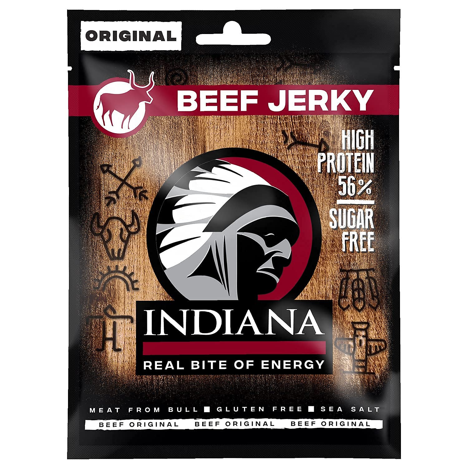 Indiana Beef Jerky Original, High Protein Trockenfleisch, ohne Zuckerzusatz, Gluten-frei, (10 x 25g)