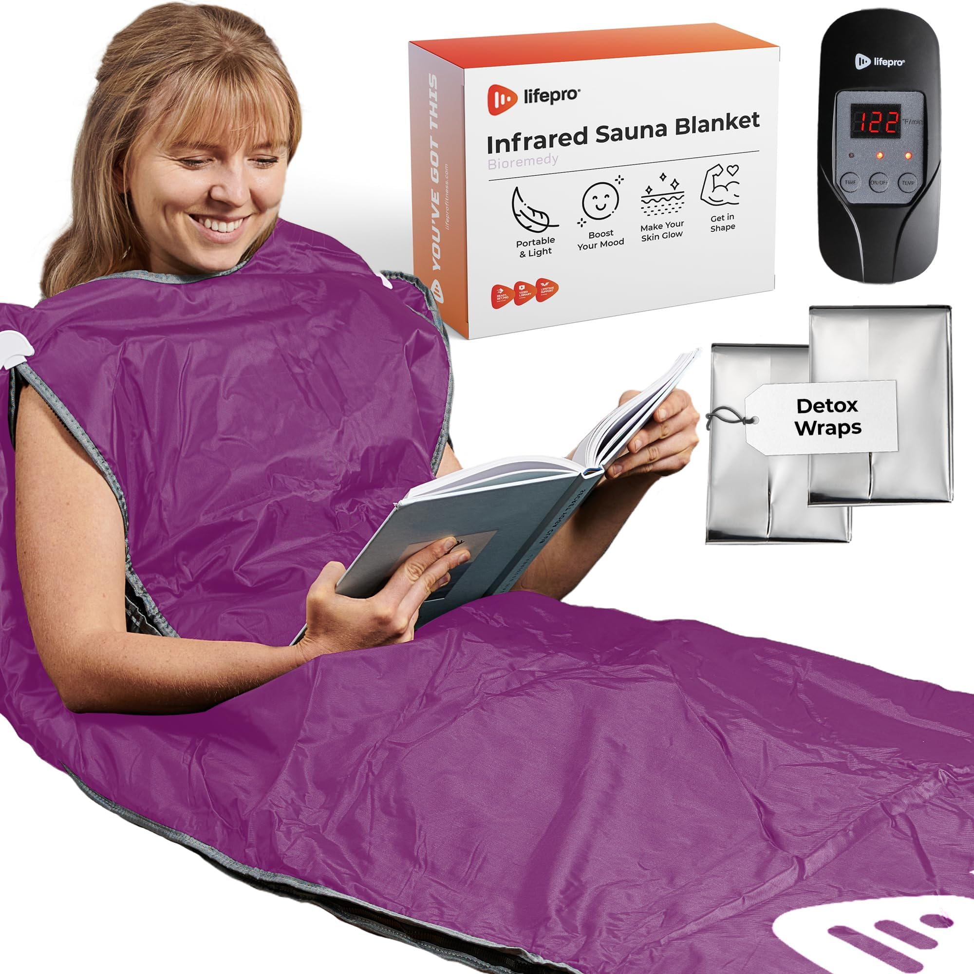 LifePro Sauna Blanket for Detoxification - Portable Far Infrared Sauna for Home Detox Calm Your Body and Mind (Regular Purple)
