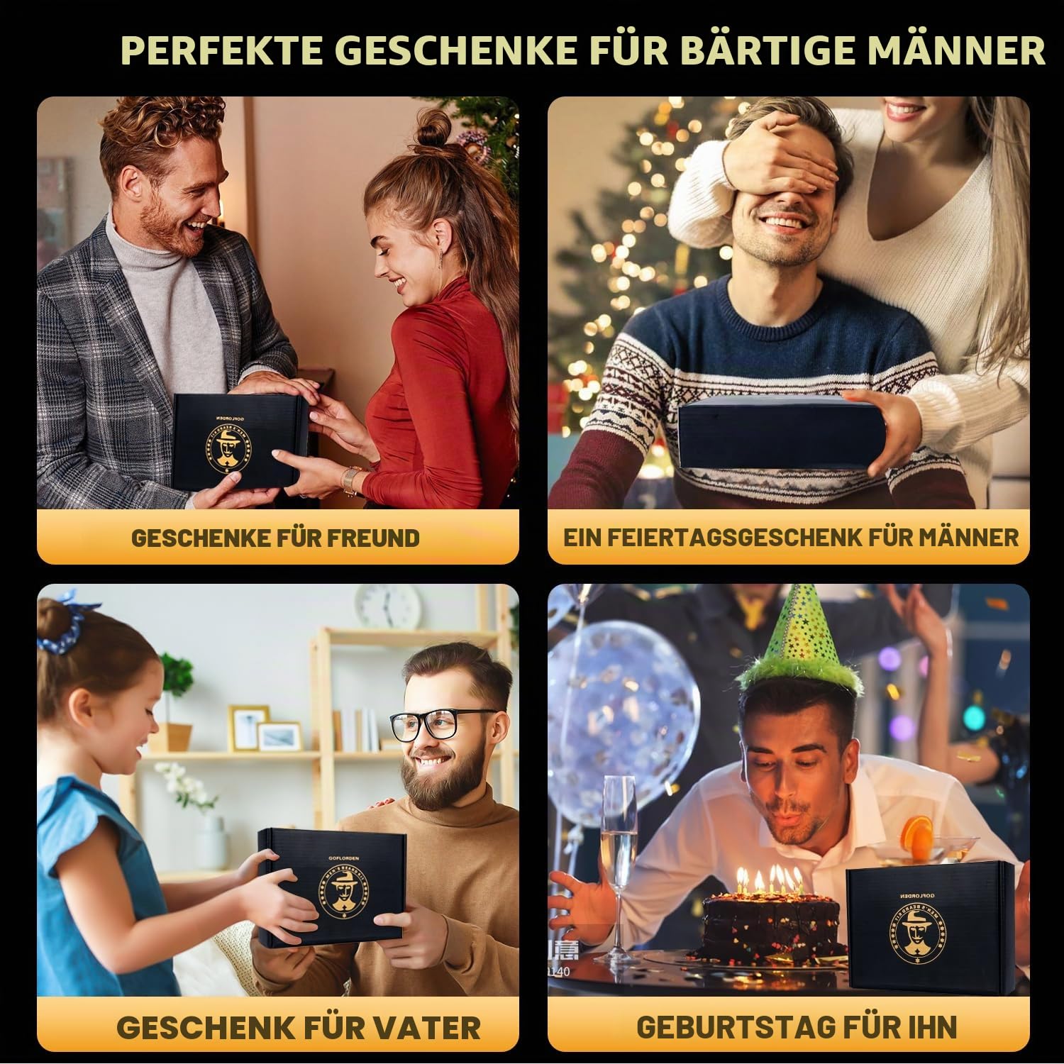 Bartset, Bartpflegeset für Männer, Bartwuchsset mit Bartroller, 2er-Pack Bartwuchsöl, Bartshampoo, Bartspülung, Bartbürste, Bartbalsam, Bartkamm, Schere, Geschenke für Ihn