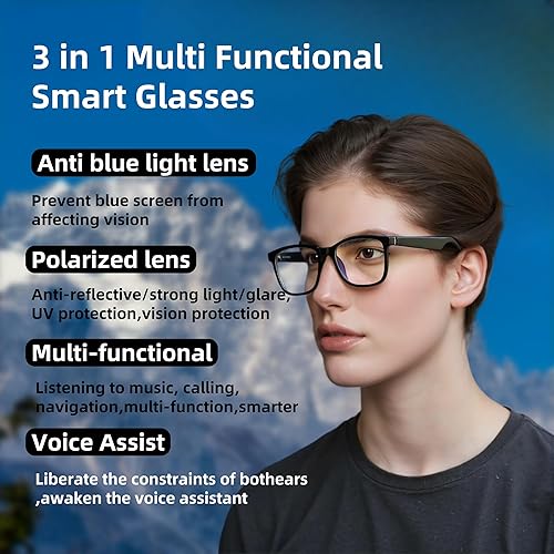 Miniatura 3 de HJX Lentes inteligentes 2 en 1 para mujer, gafas Bluetooth para mujeres/hombres con altavoz, lentes de sol unisex, bloqueo de luz azul y lentes