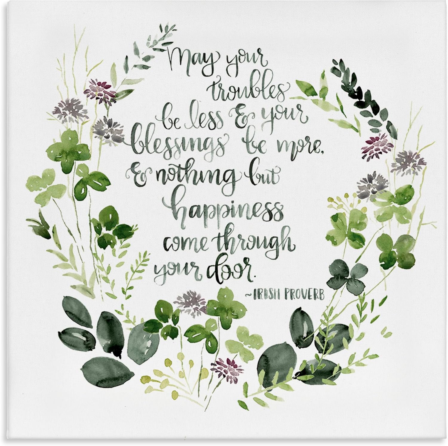 USA Artist Jennifer Paxton Parker - 'Troubles Be Less Irish Proverbs', Canvas Art, 17 x 17inches - Hanging Wall Décor (1.5in Depth) - Made in Rhode Island by Stupell Industries