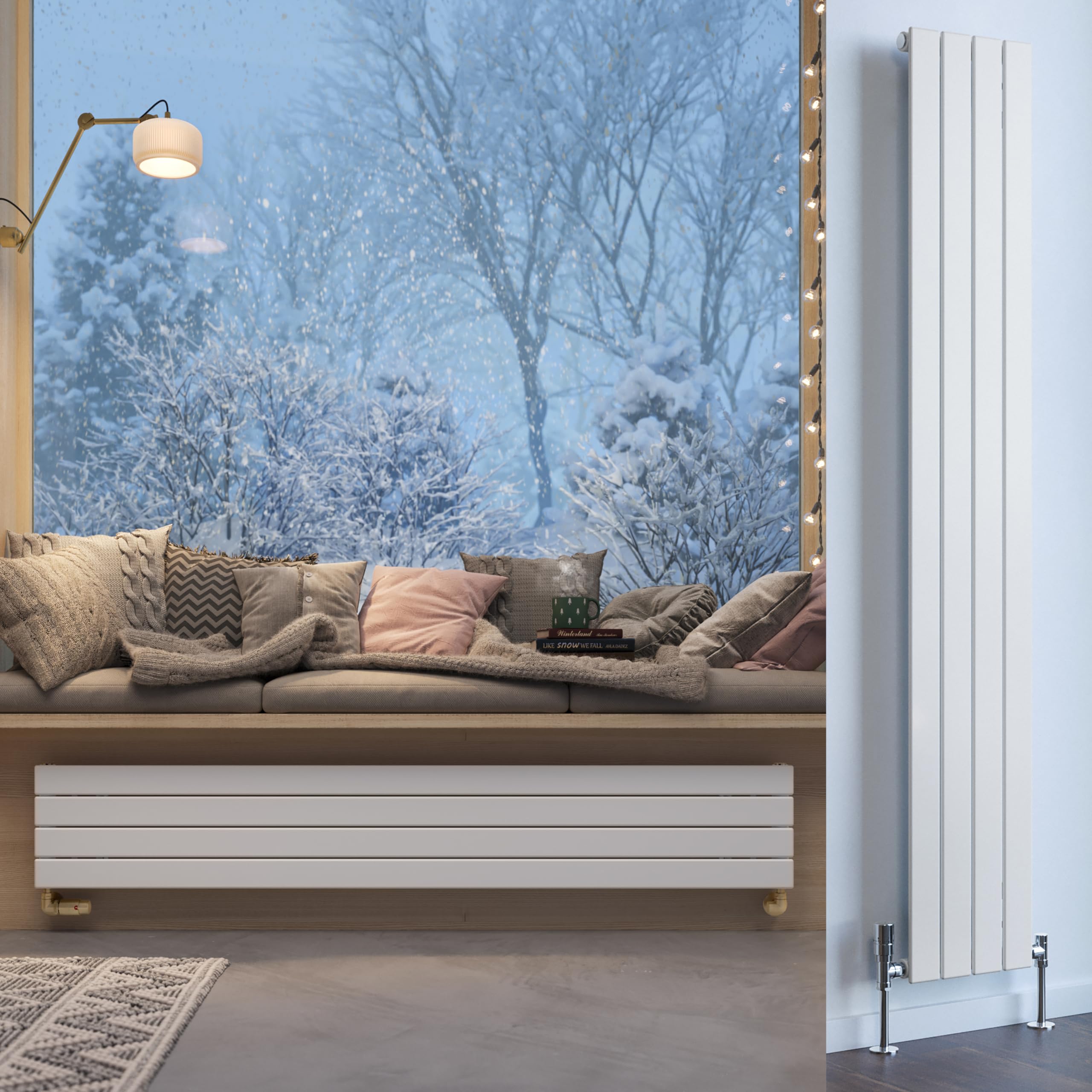 Terma Forte Single Panel Radiator 1800x292mm White RAL 9016 - Flat Bar Designer Radiator